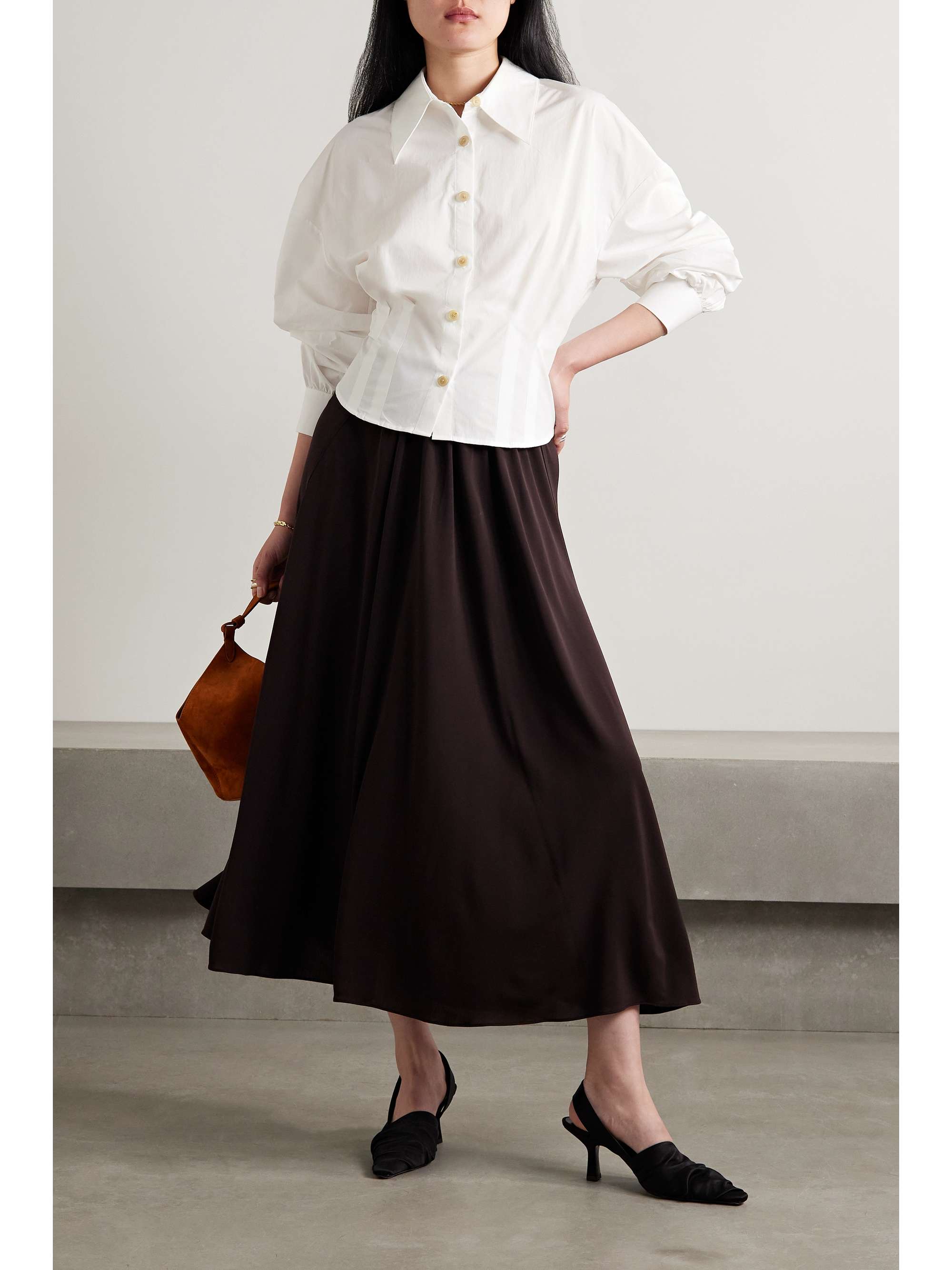 KHAITE Arwin pleated cotton-poplin shirt