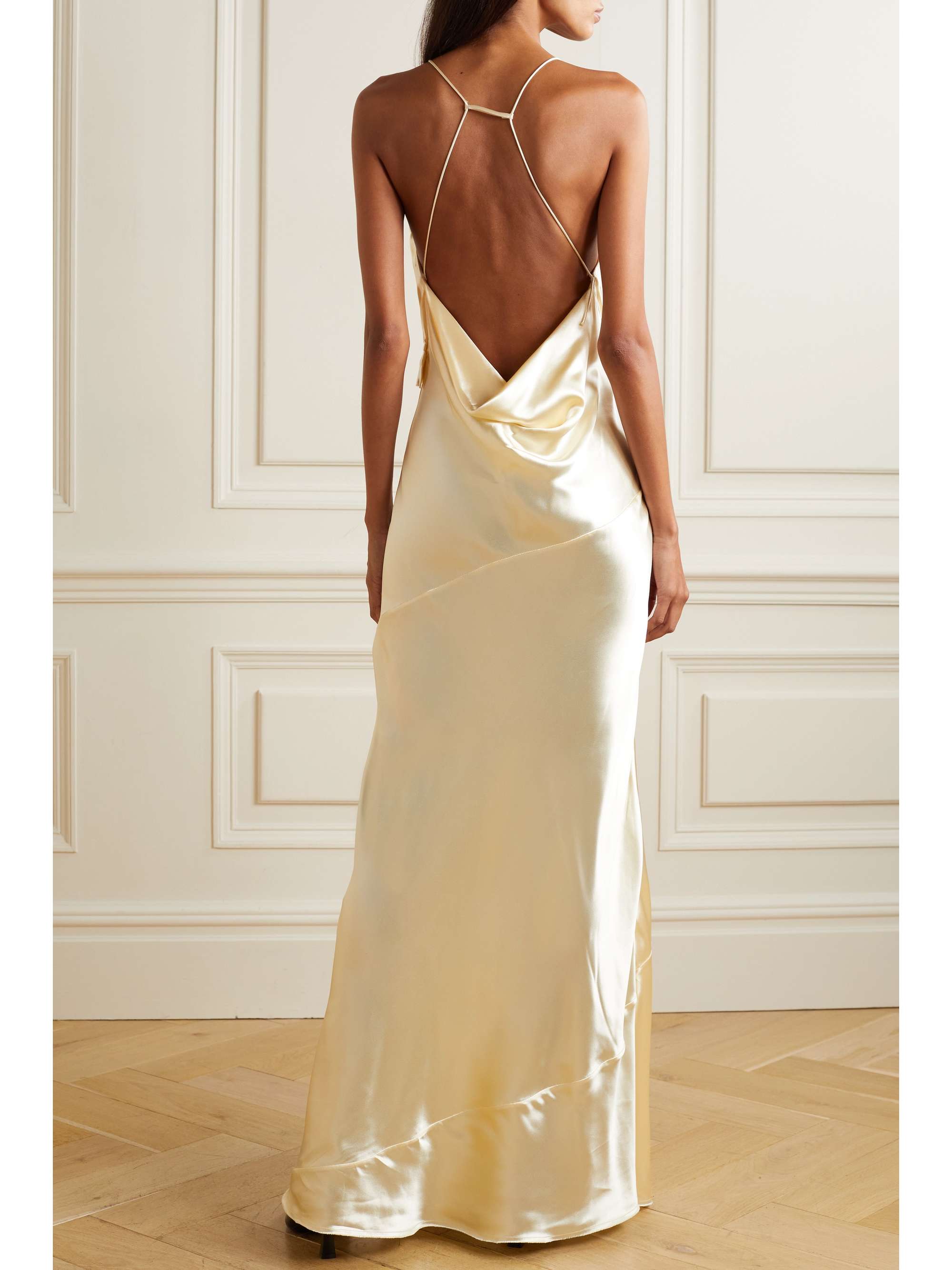 KHAITE Nirva pleated satin maxi dress
