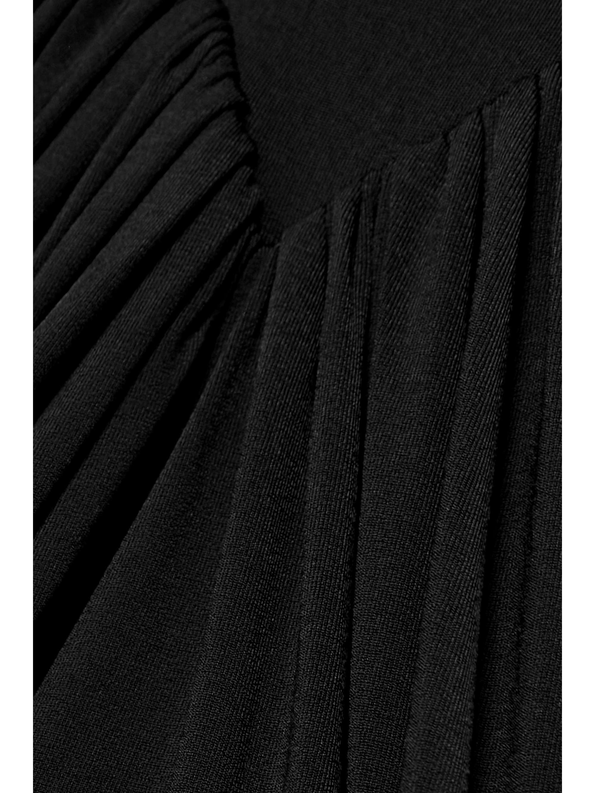 KHAITE Dasa cold-shoulder paneled pleated stretch-jersey halterneck midi dress