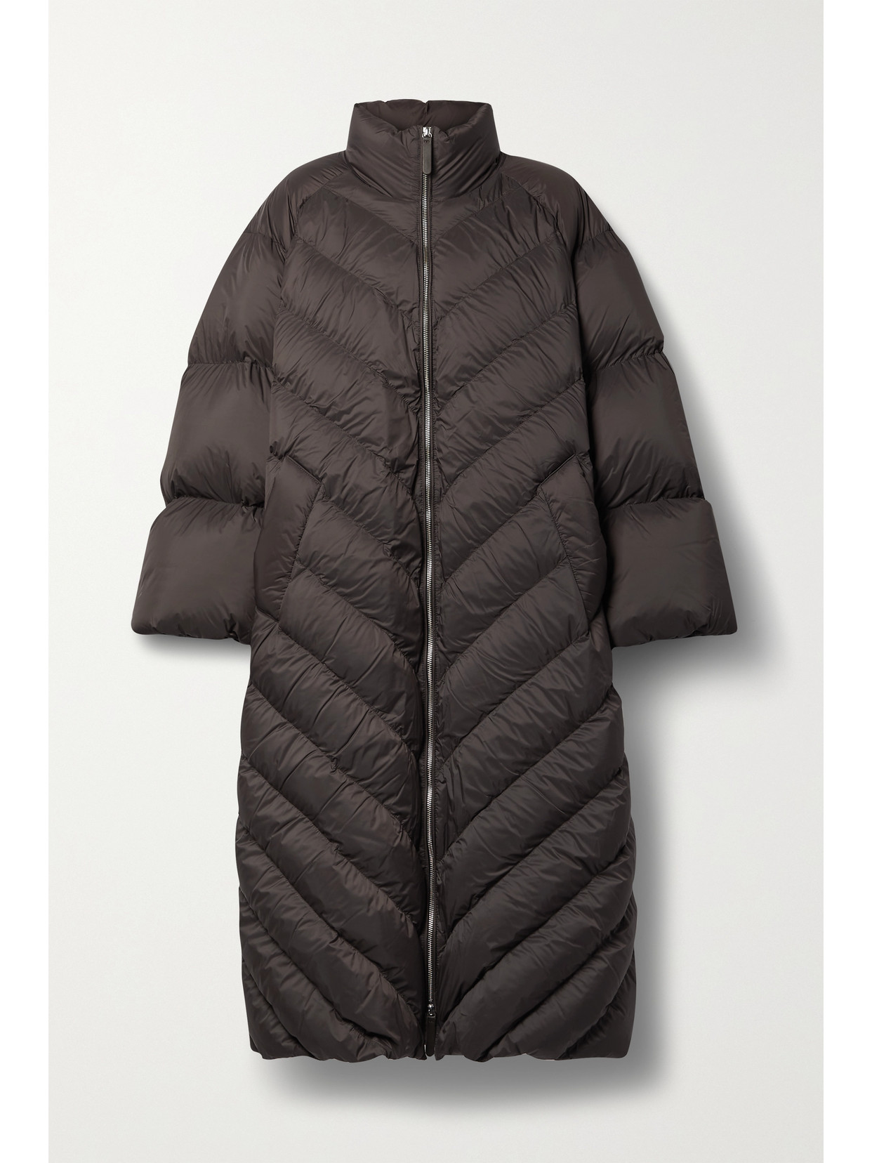 Khaite Farrow Brown Oversized Quilted Shell Coat In Brown