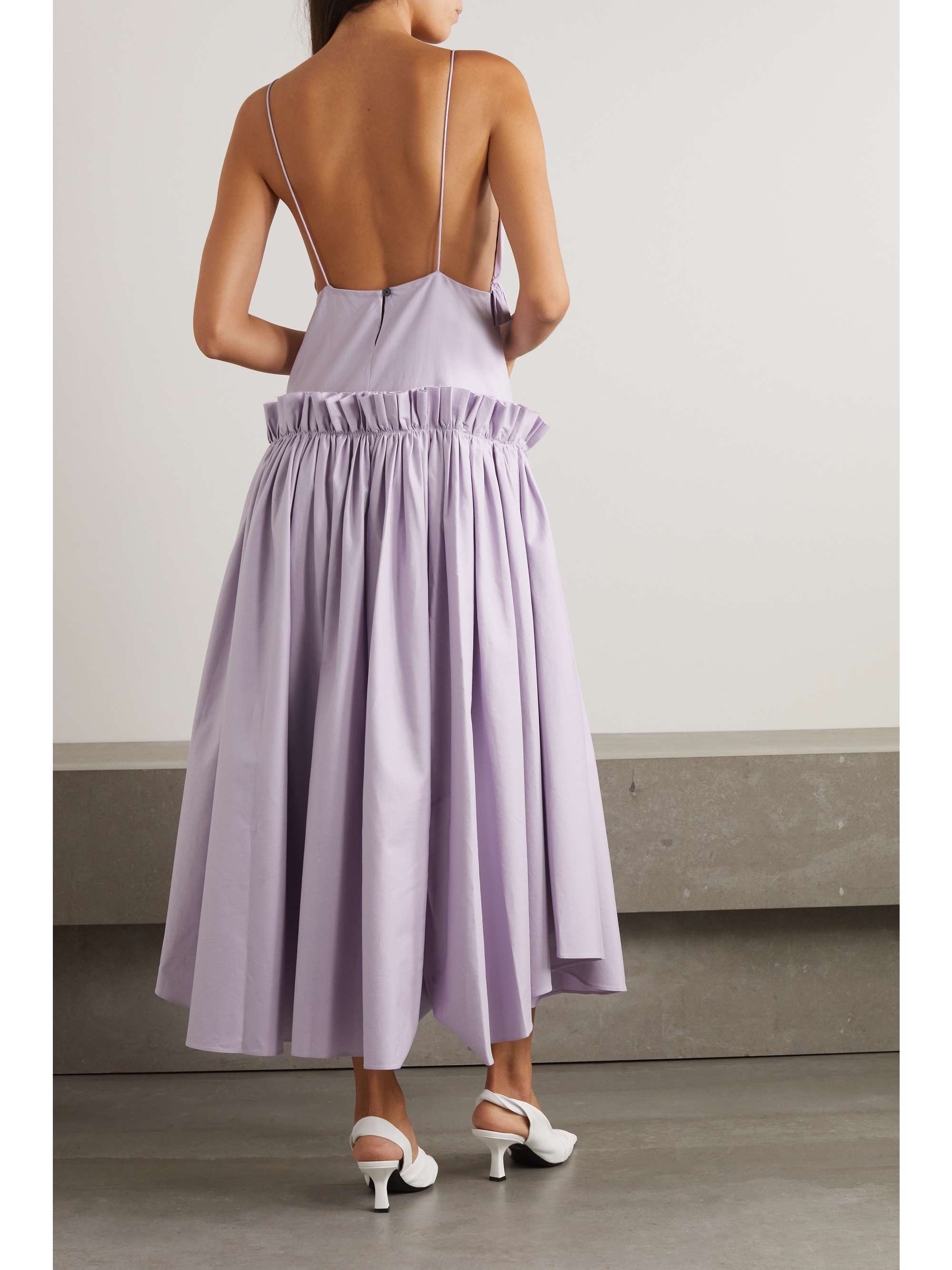 KHAITE Andrina open-back gathered washed cotton-twill maxi dress