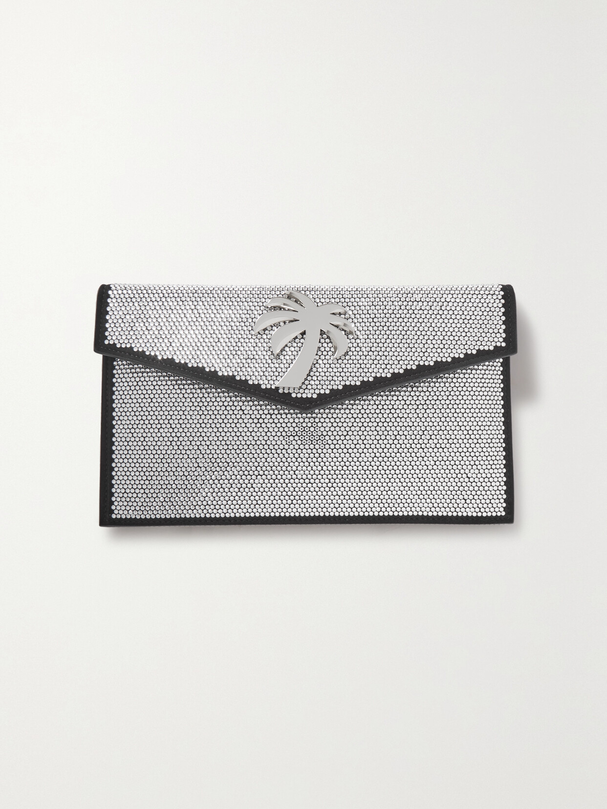 Palm Angels - Palm Beach Crystal-embellished Leather Clutch - Silver