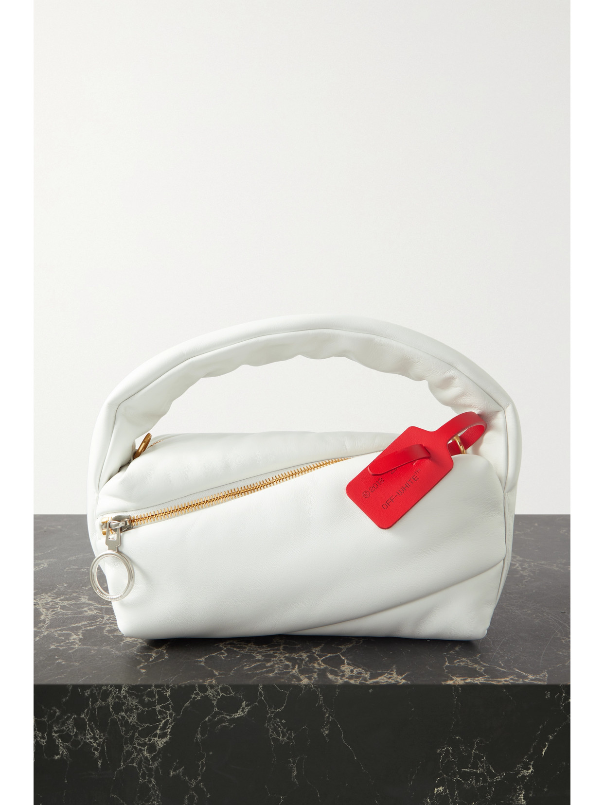 Off-white Pump Pouch 19 Leather Top Handle Bag In White