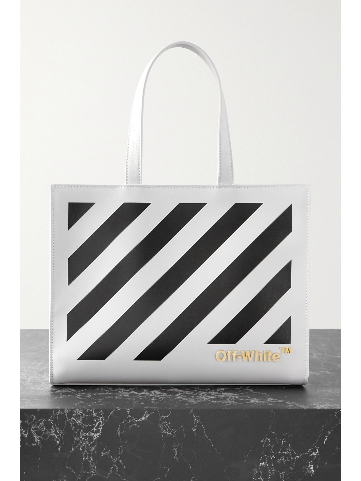 Off-White - Diag Hybrid Striped Leather Tote - one size