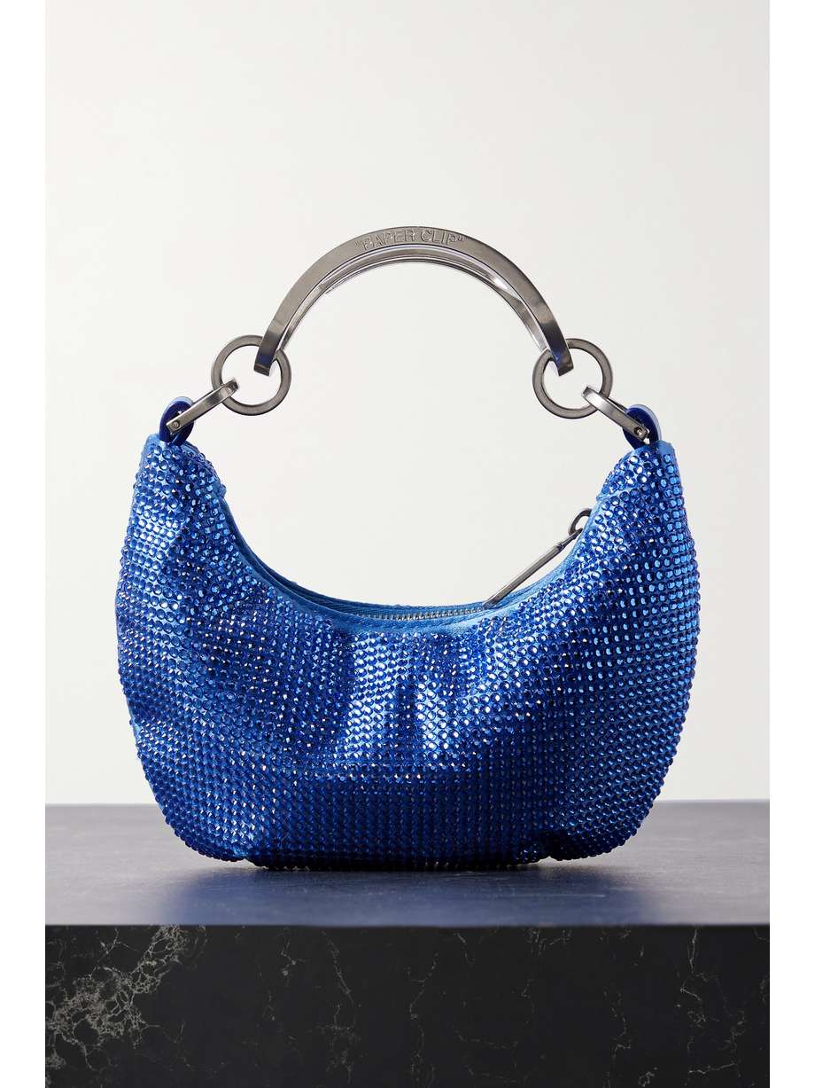 net-a-porter.com | Off-White Paperclip mini crystal-embellished satin tote