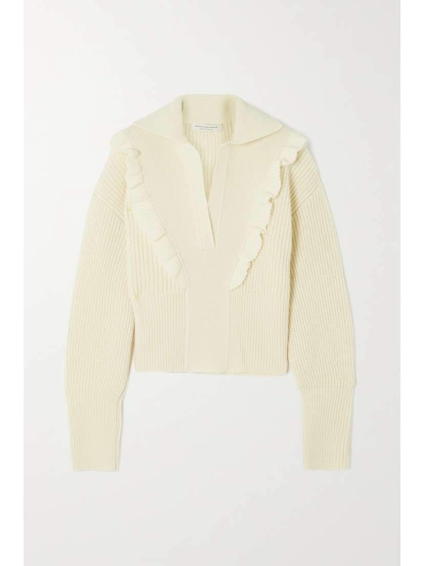 Philosophy di Lorenzo Serafini Ruffled Ribbed Wool Sweater