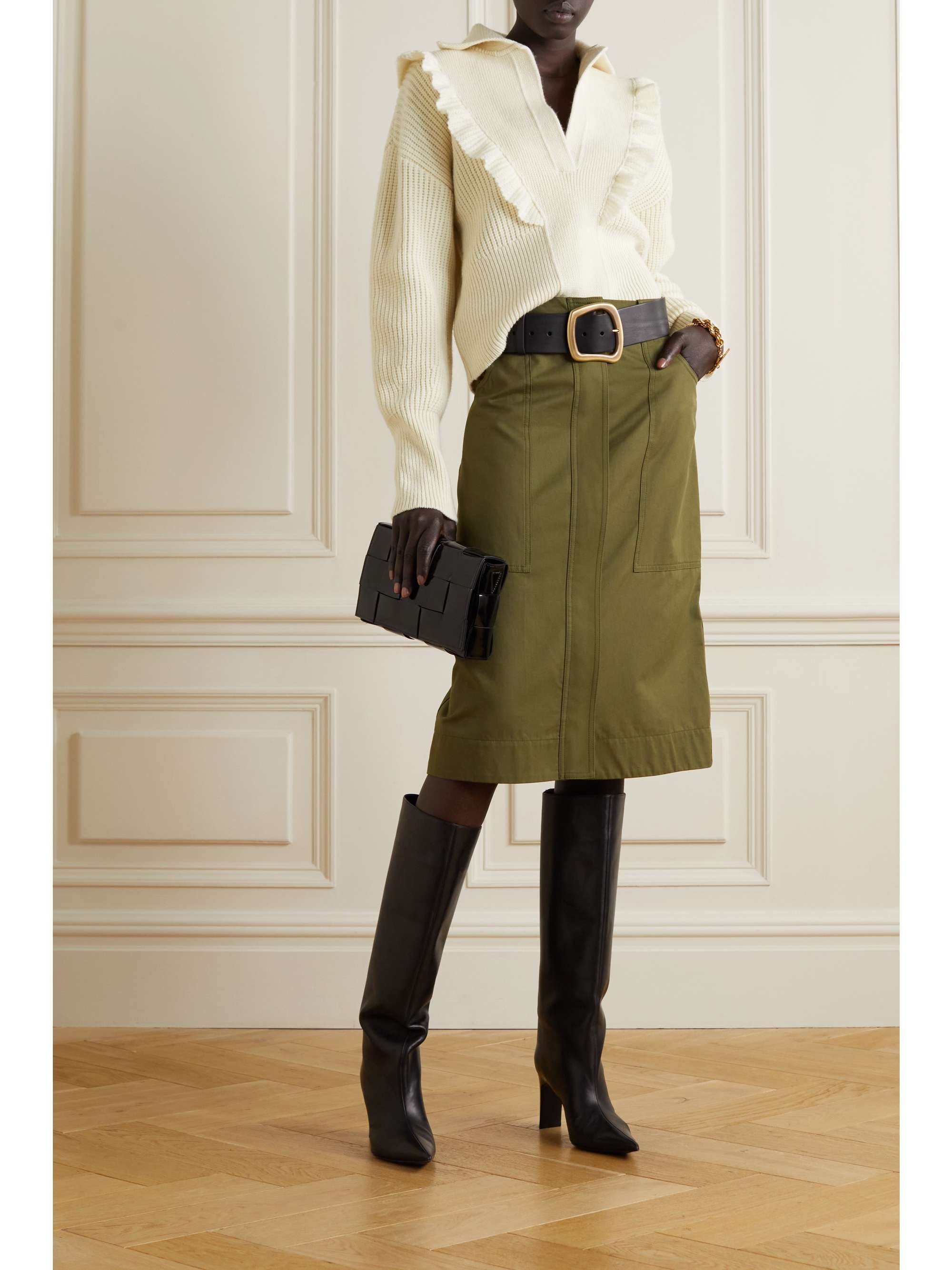 PHILOSOPHY DI LORENZO SERAFINI 荷叶边罗纹羊毛毛衣