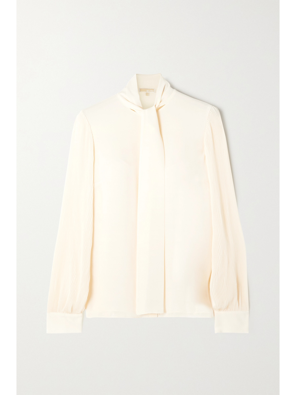 MICHAEL MICHAEL KORS Paneled Plissé-paneled Recycled Crepe De Chine Blouse - Ecru