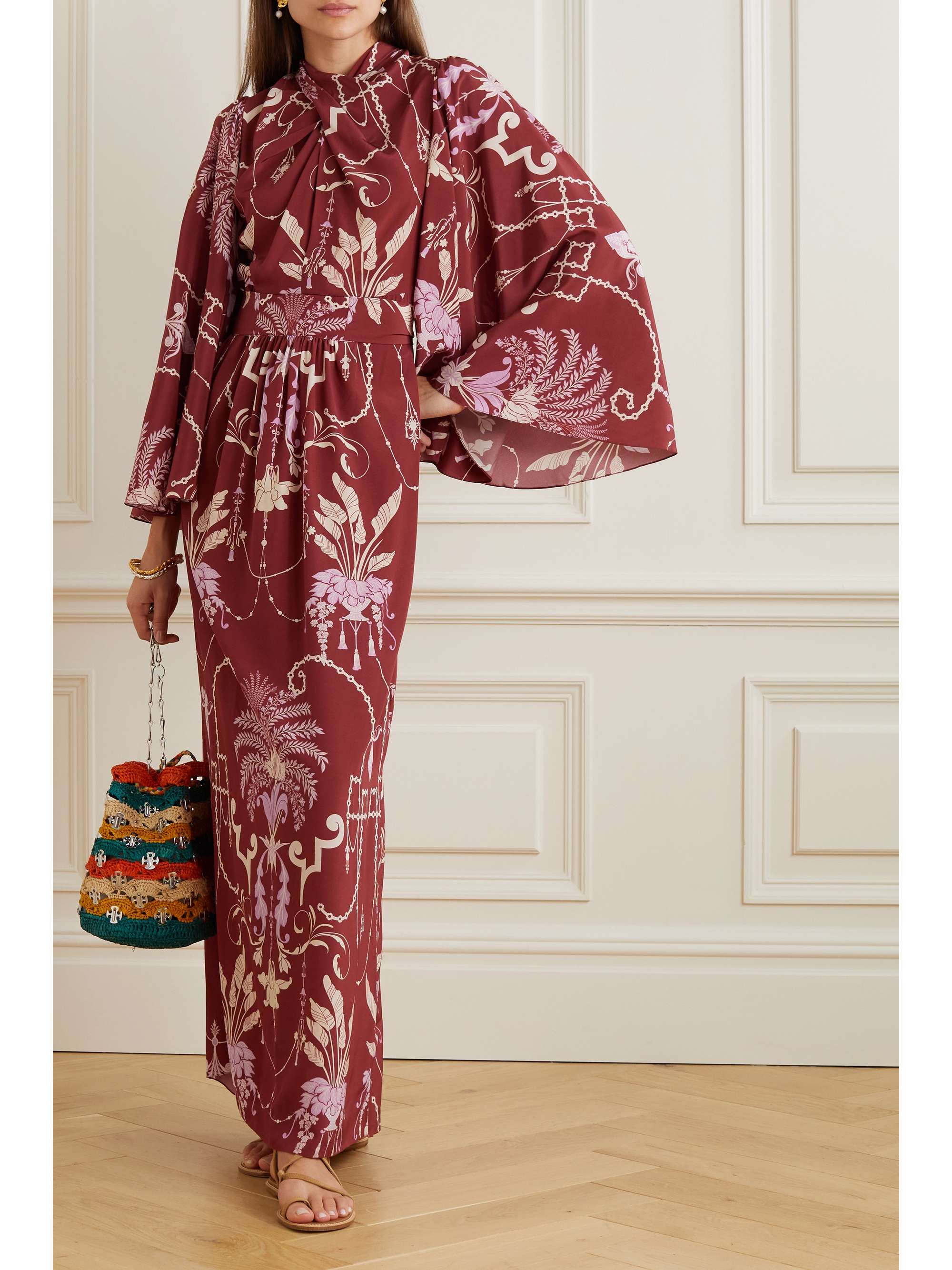 JOHANNA ORTIZ Hanging Garden printed silk-satin maxi dress