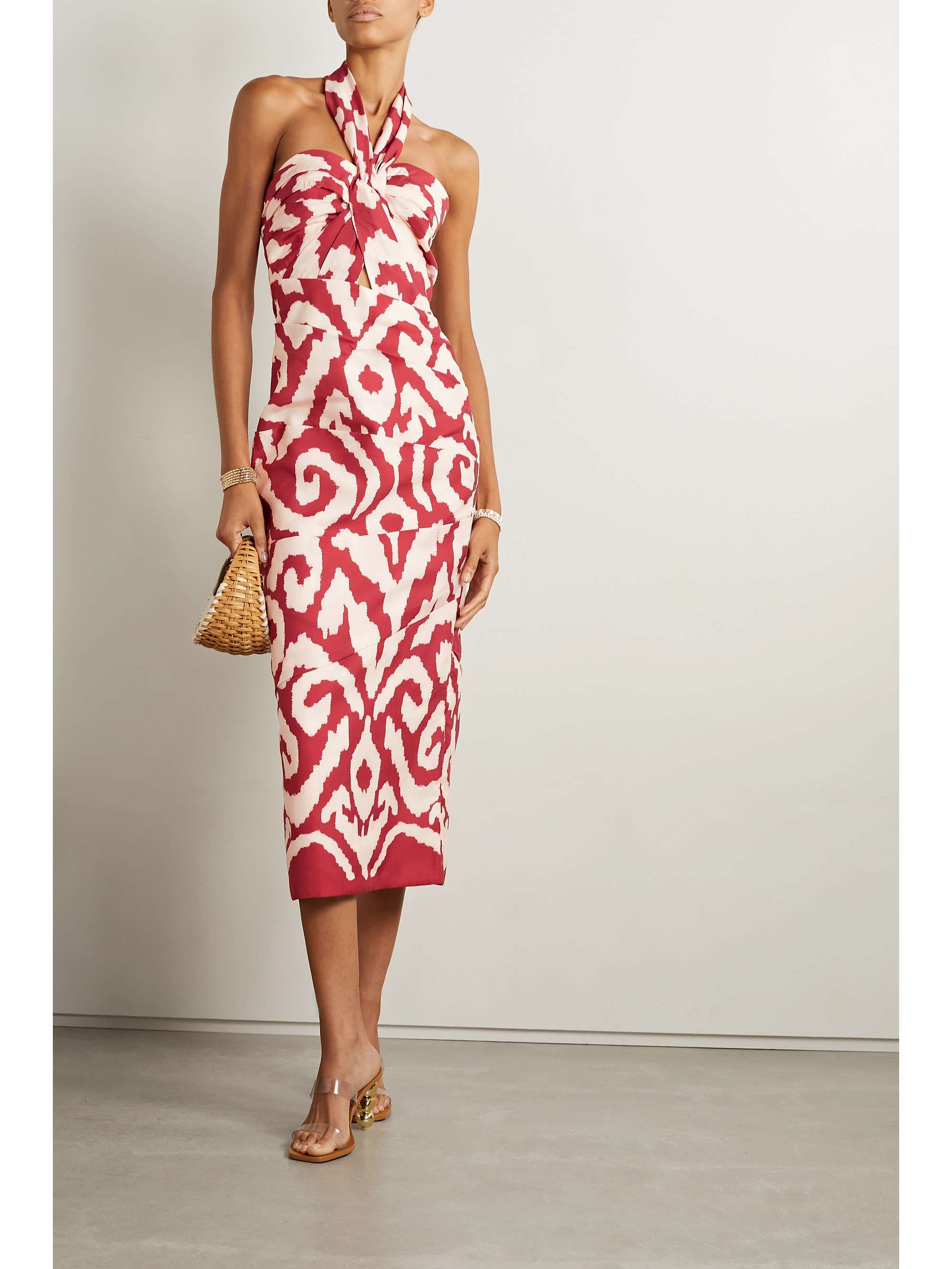 net-a-porter.com | Shell Shadows printed twill halterneck midi dress