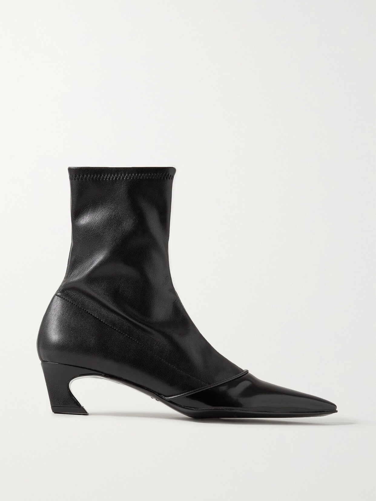 ACNE STUDIOS PATENT-TRIMMED FAUX LEATHER ANKLE BOOTS