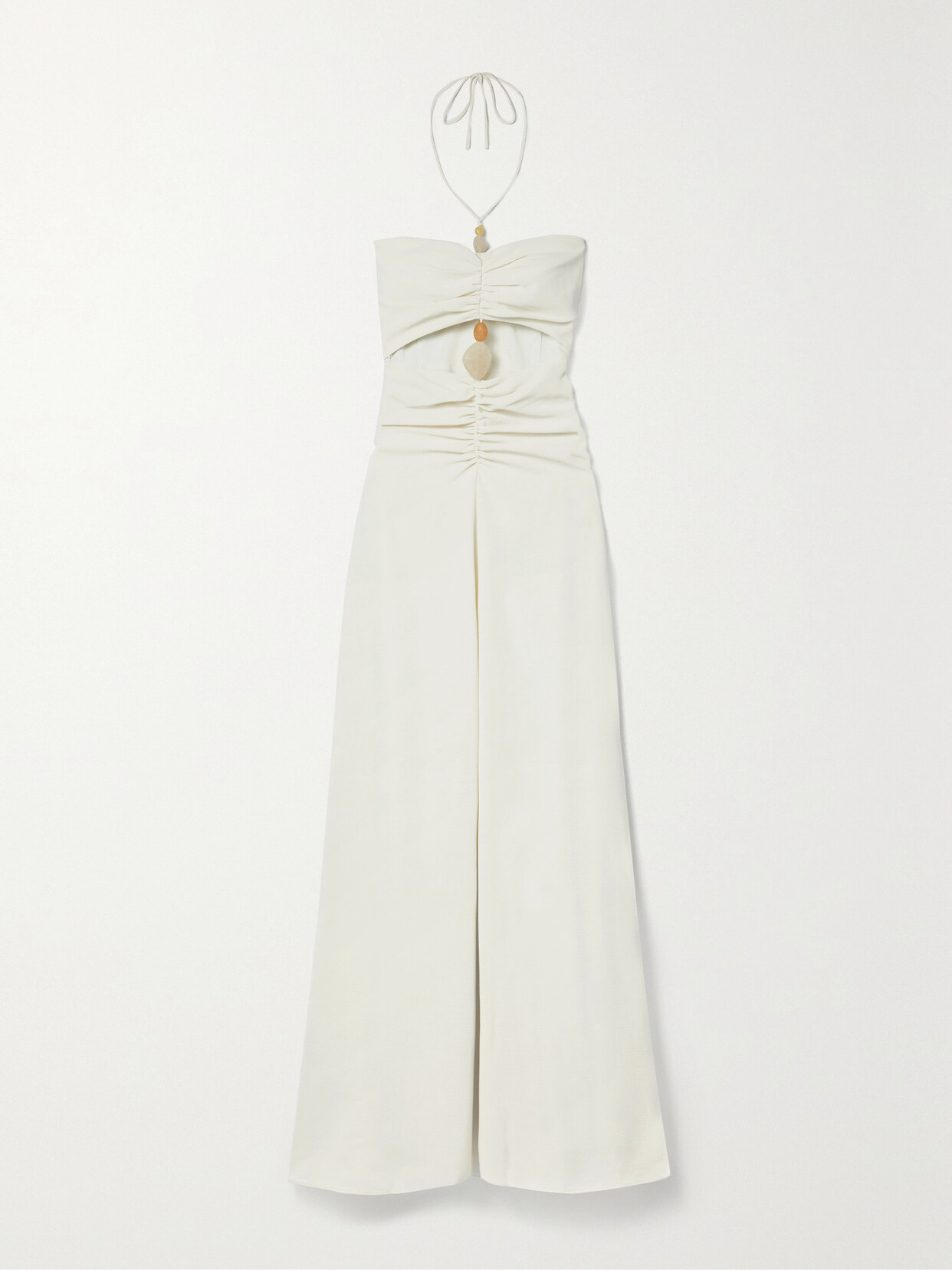 Simkhai Wylda Embellished Cutout Voile Halterneck Dress In Ivory
