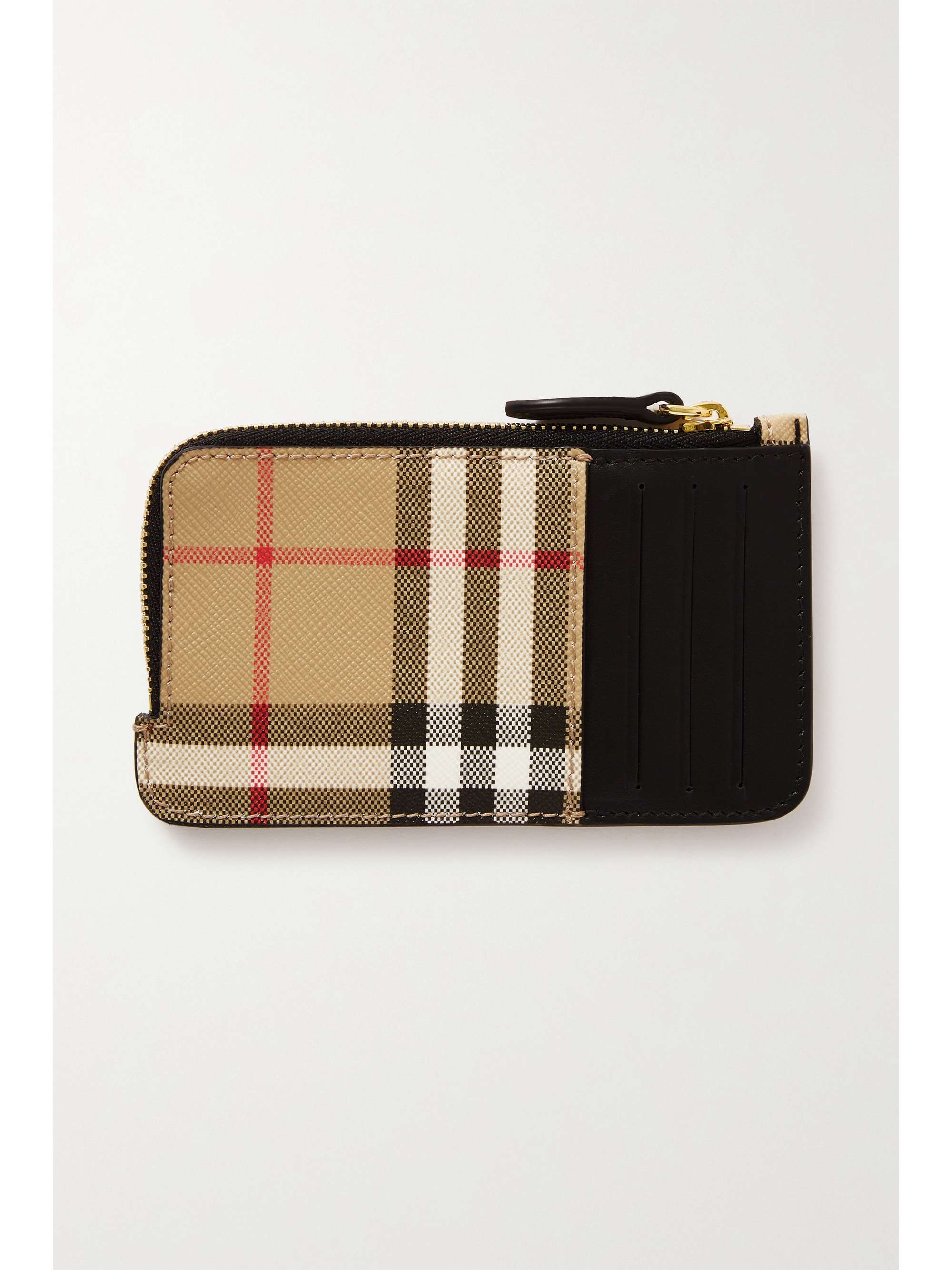 BURBERRY Checked canvas and leather cardholder