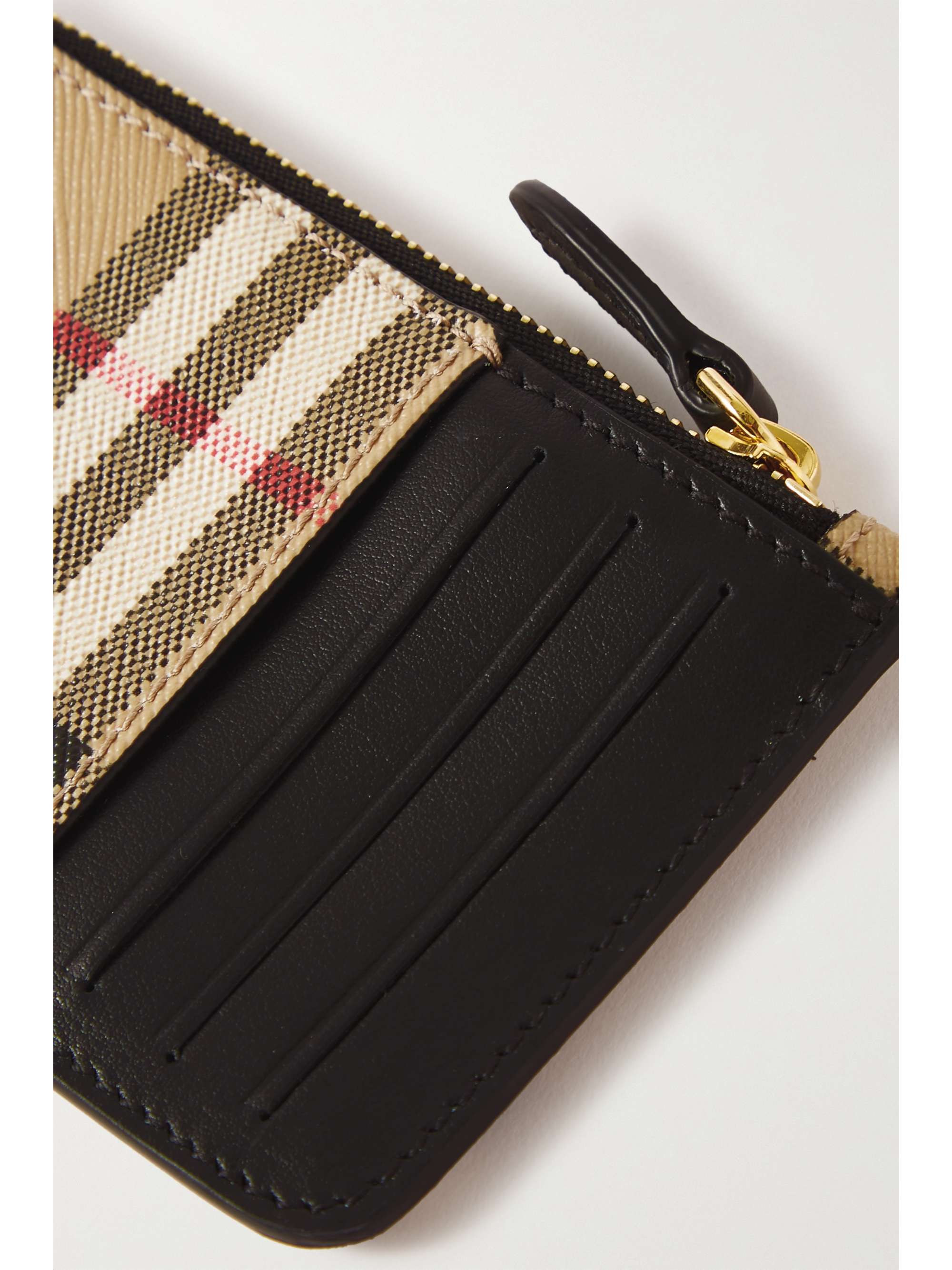 BURBERRY Checked canvas and leather cardholder