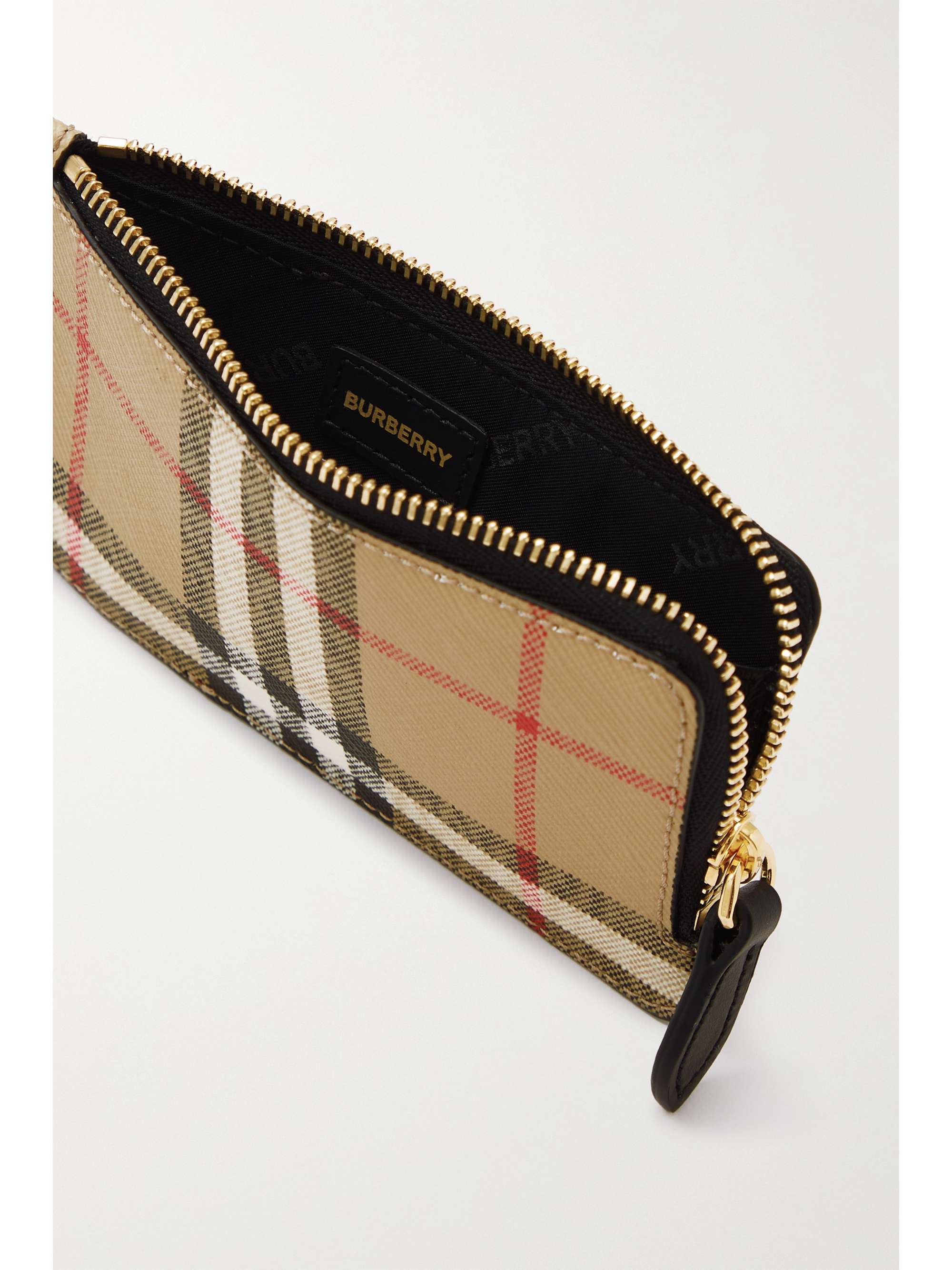 BURBERRY Checked canvas and leather cardholder