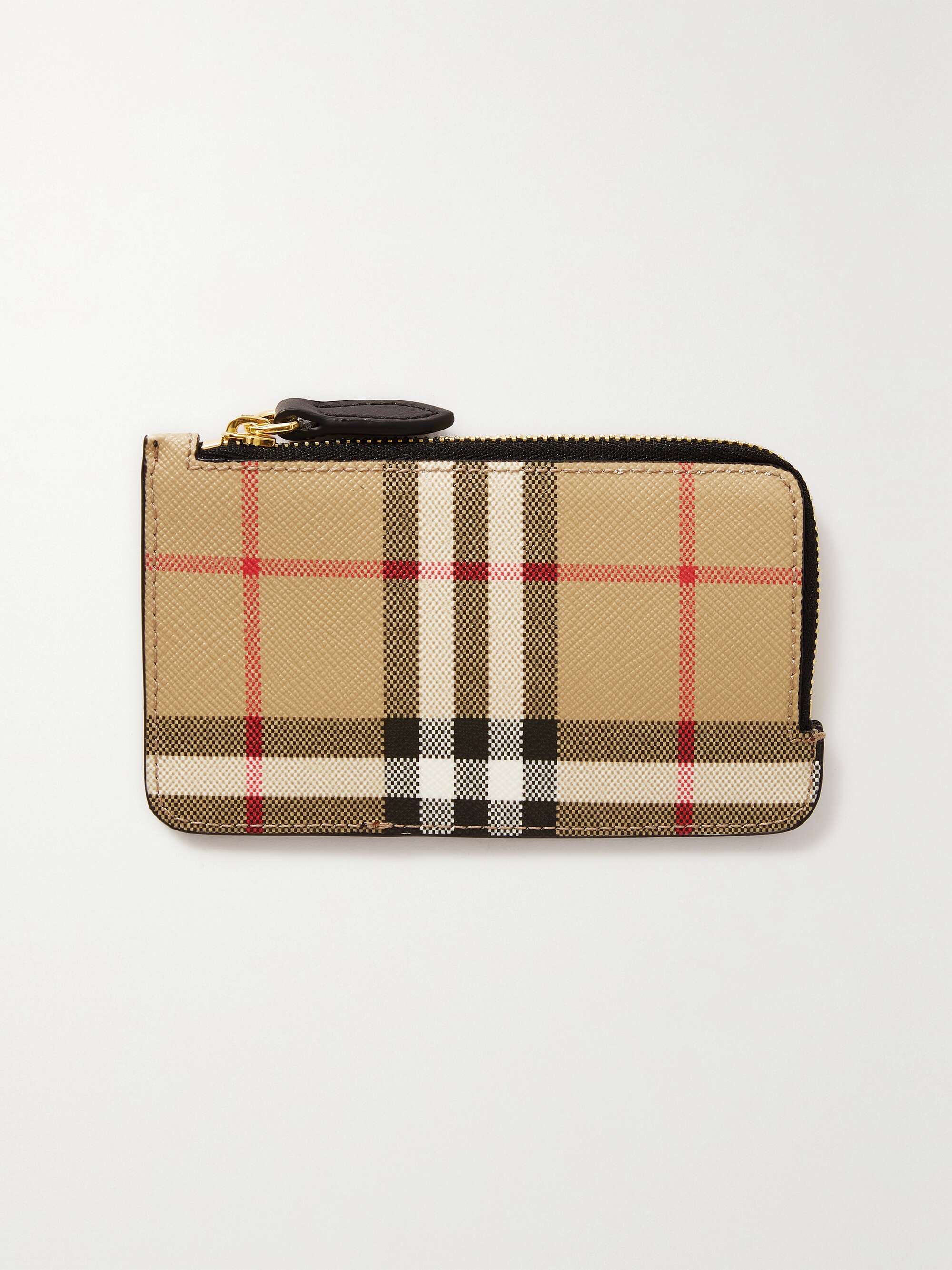 BURBERRY Checked canvas and leather cardholder