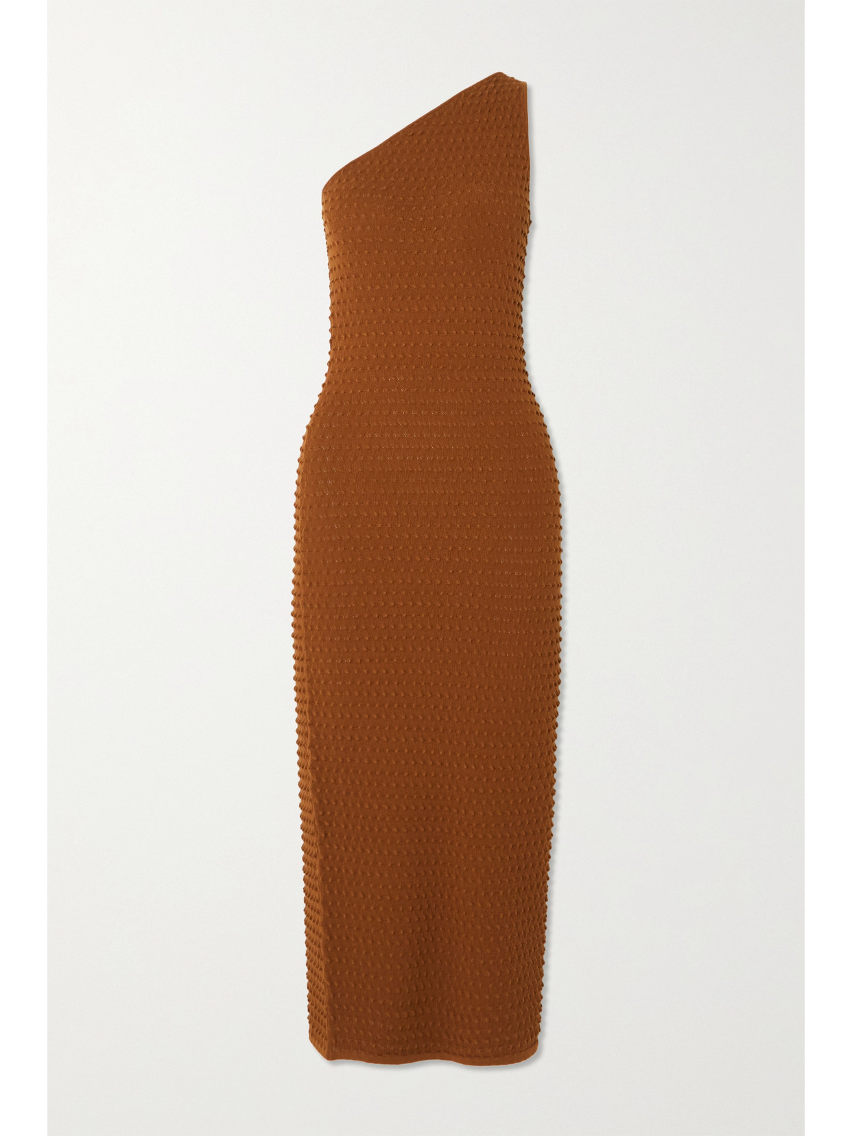 Helmut Lang One-shoulder Textured-knit Midi Dress In Brown