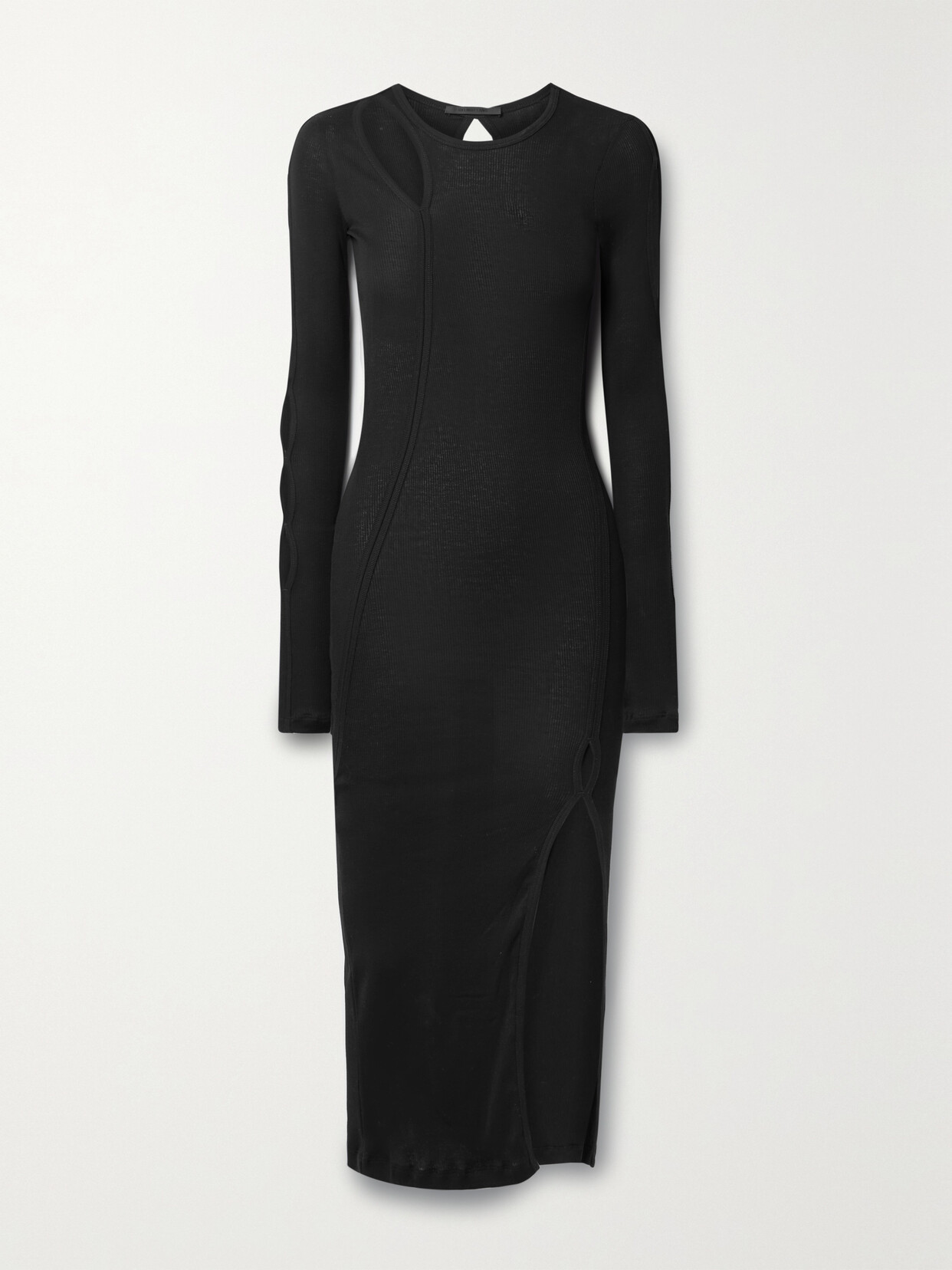 helmut lang slash long sleeve dress Helmut Lang Long Sleeved Slash Ribbed Cotton Dress In Black