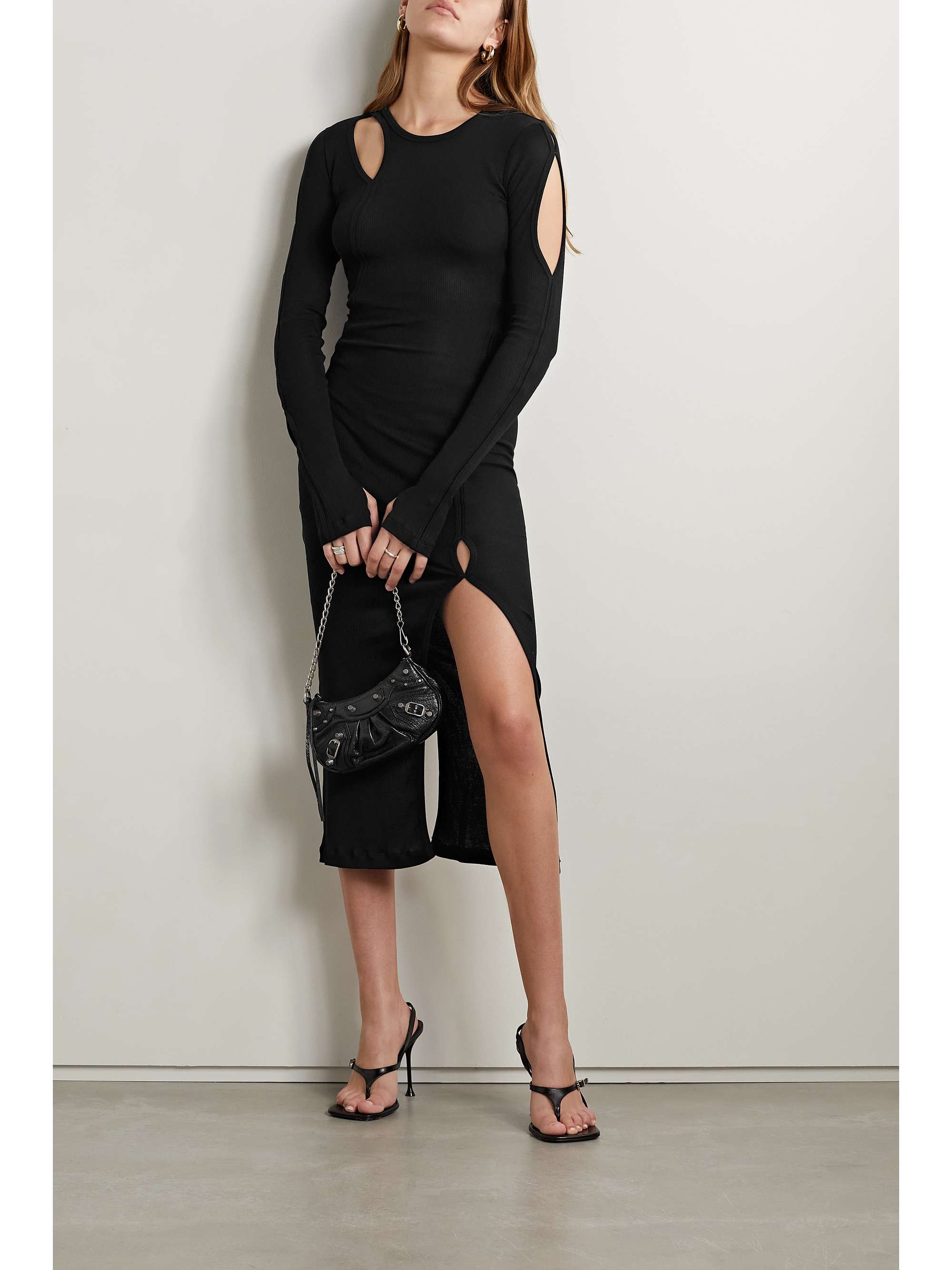 Slash cutout cotton-jersey midi dress 