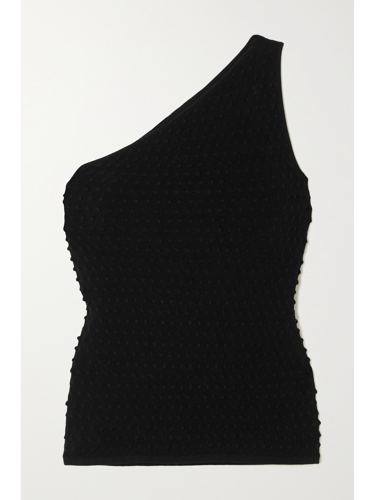 Helmut Lang One-shoulder Textured-knit Tank In Black