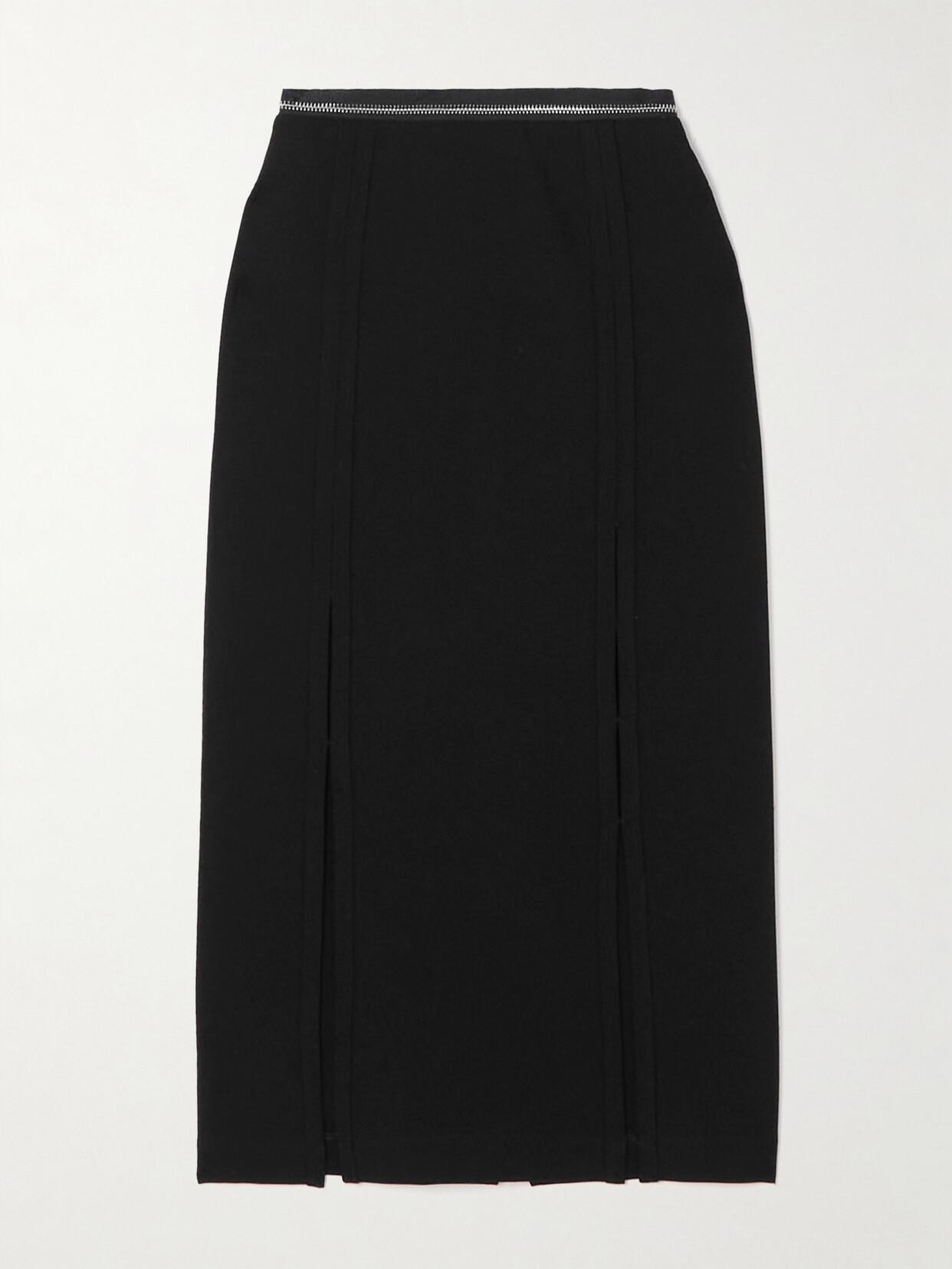 Helmut Lang Zipper Waist Double Slit Midi-skirt In Black