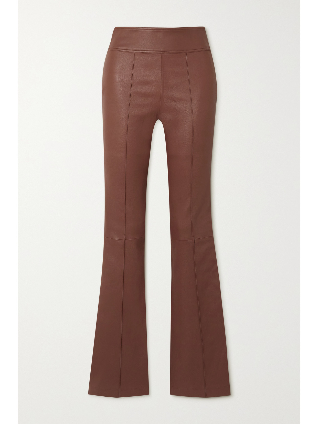 Shop Helmut Lang Leather Bootcut Pants In Brown