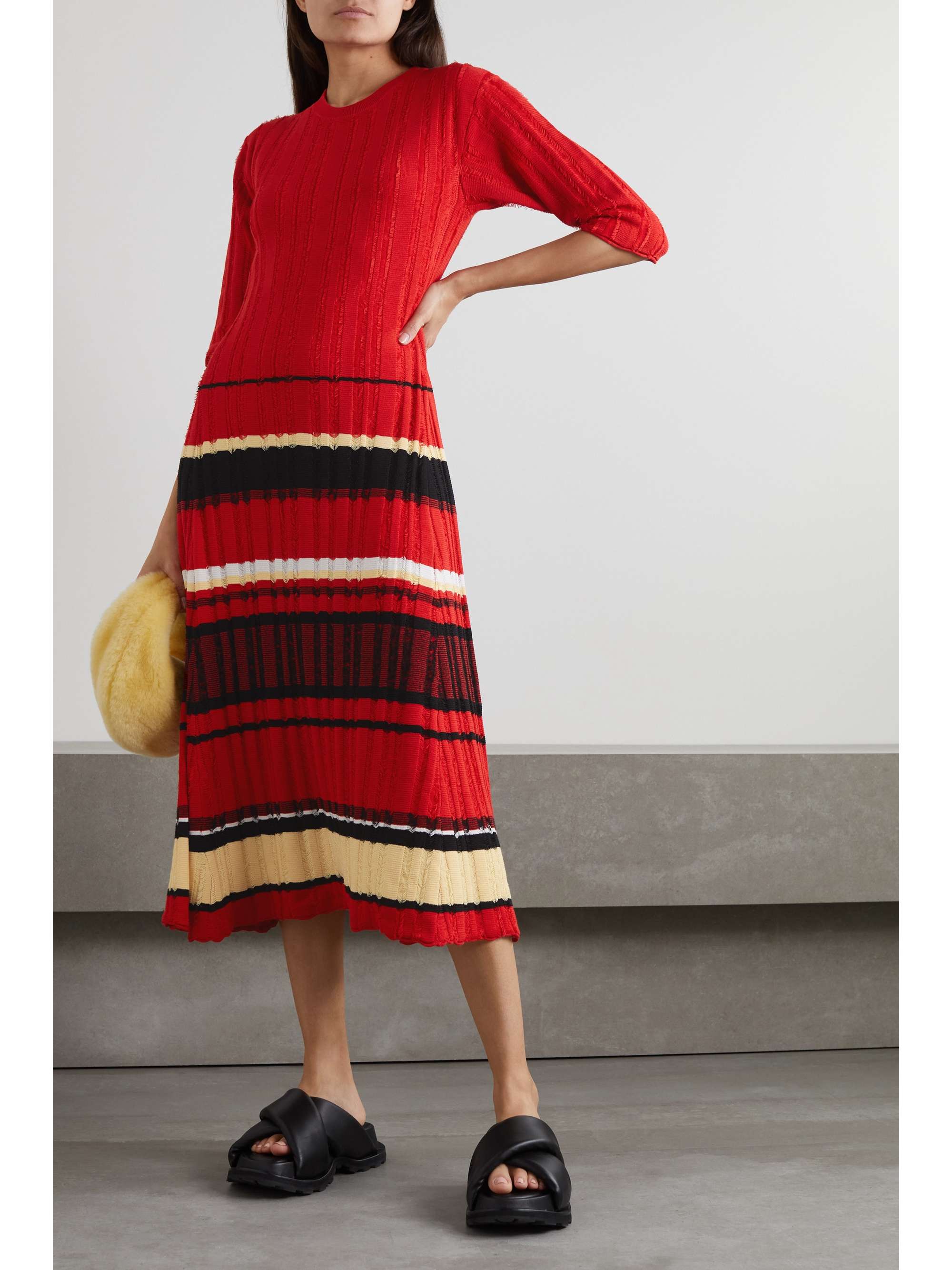 PROENZA SCHOULER Striped ribbed cotton-blend jacquard midi dress | NET ...