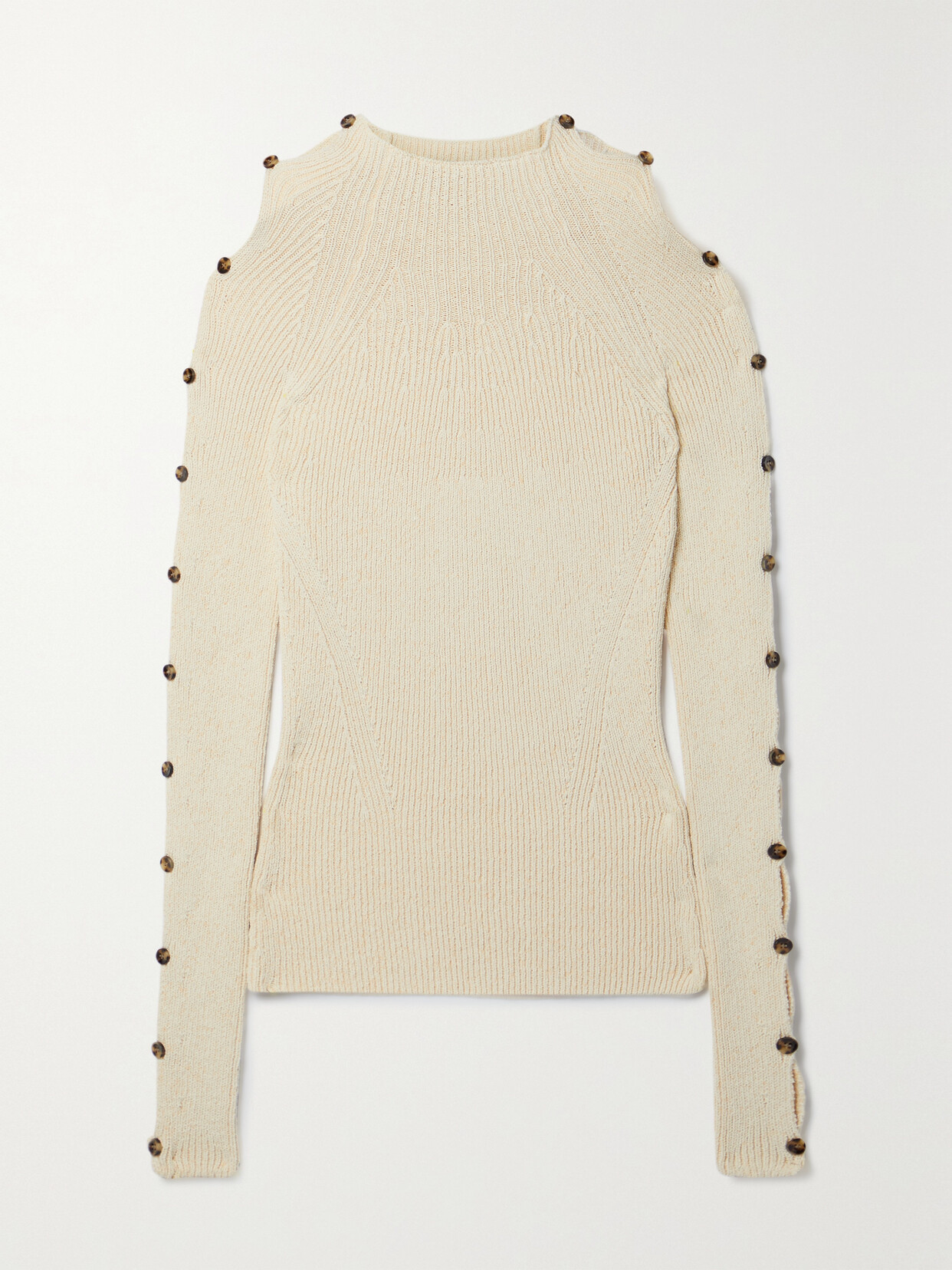 Proenza Schouler Cutout Ribbed Cotton-blend Jumper In Beige