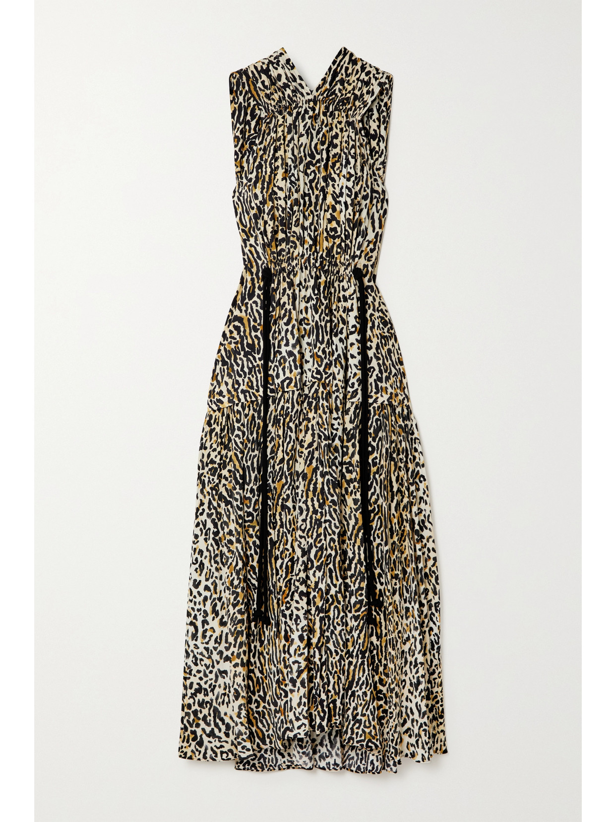 Proenza Schouler Leopard-print Gathered Crepe De Chine Midi Dress