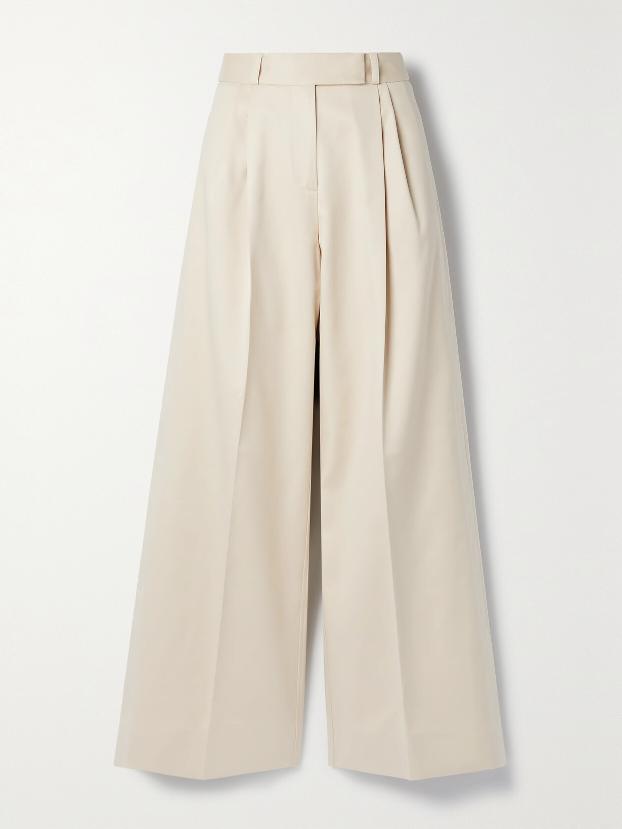 Proenza Schouler Pleated Cotton-gabardine Wide-leg Pants - Cream