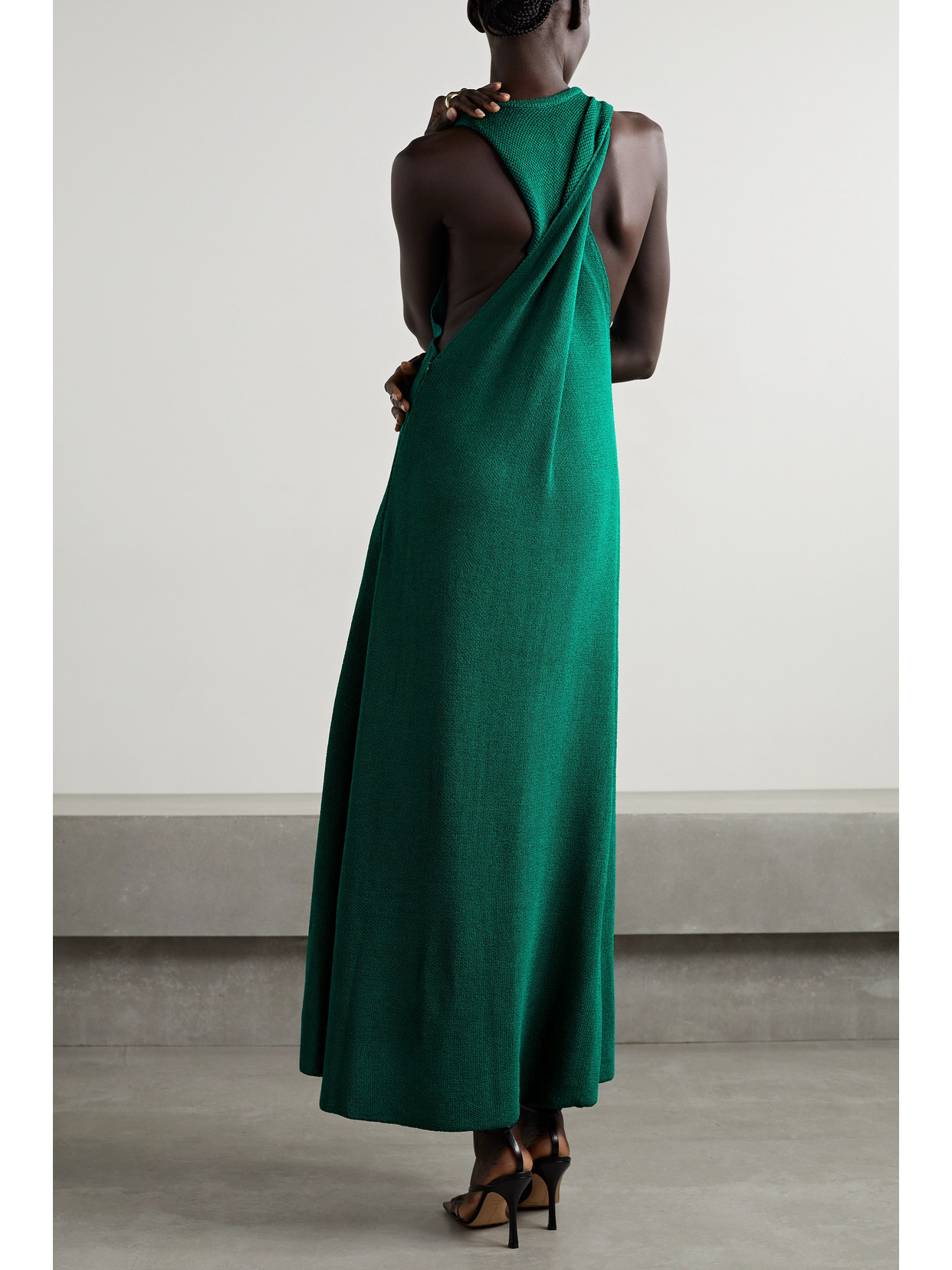 Proenza Schouler Embellished Twist-back Knitted Maxi Dress In Blue