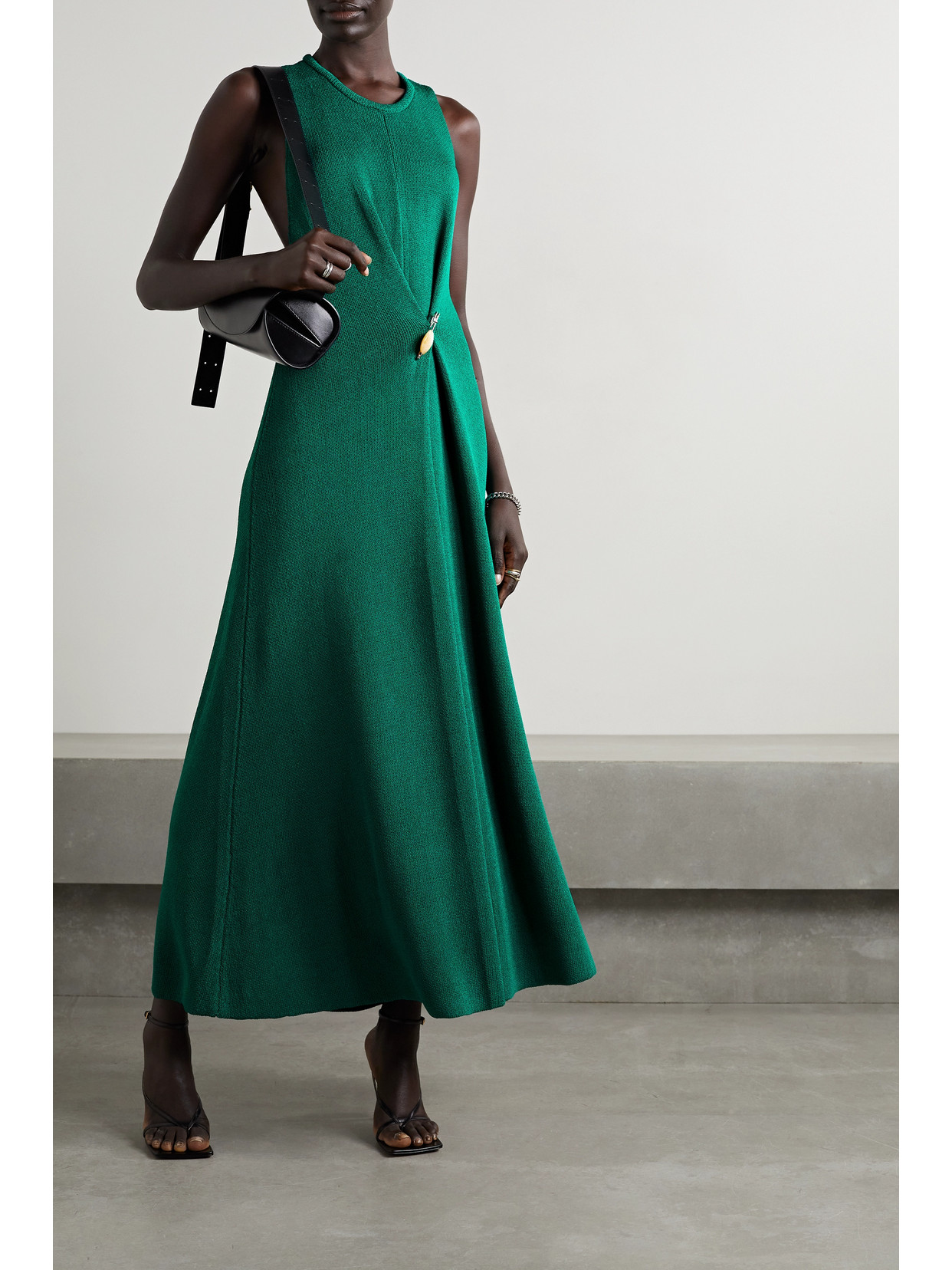 Proenza Schouler Embellished Twist-back Knitted Maxi Dress In Blue