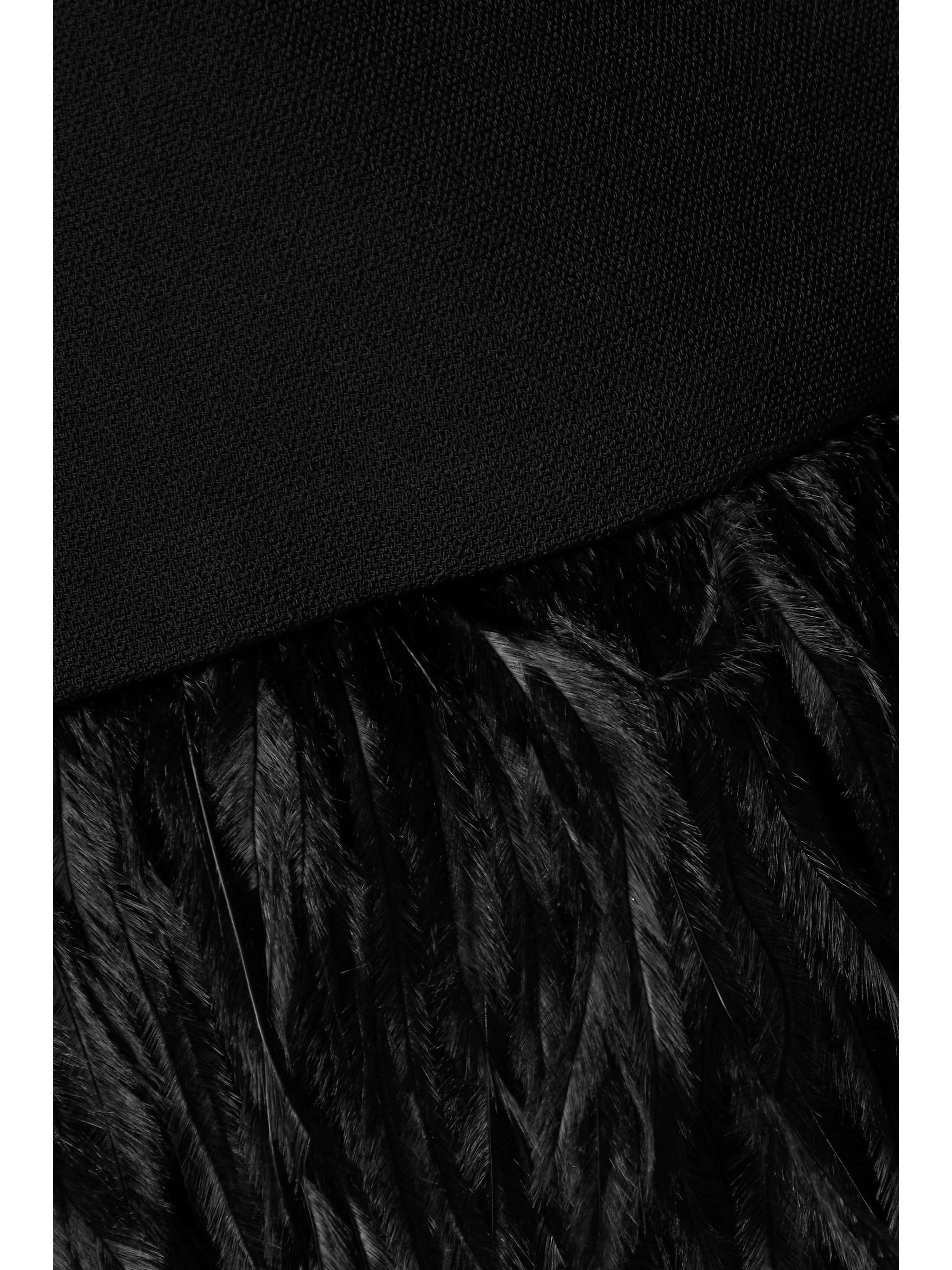 PROENZA SCHOULER Feather-trimmed stretch-crepe wide-leg pants