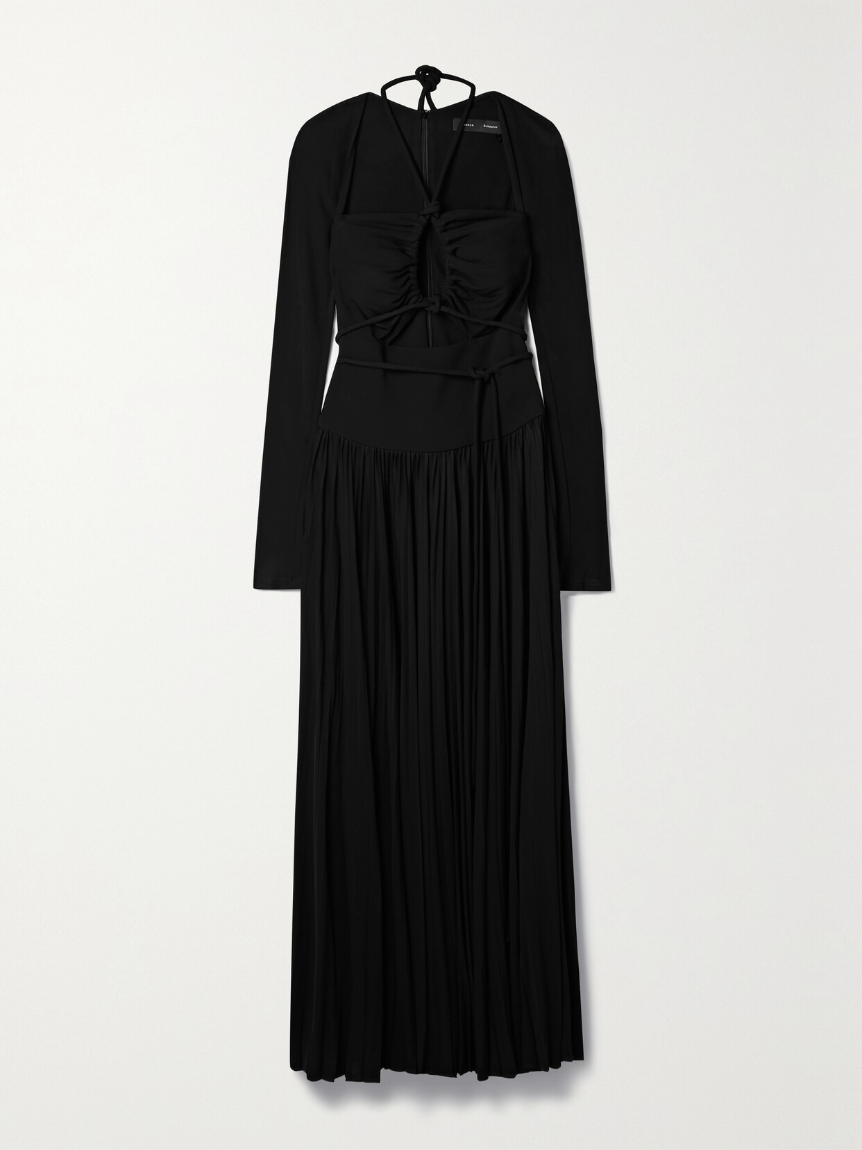 Proenza Schouler Cutout Pleated Jersey Halterneck Maxi Dress - Black