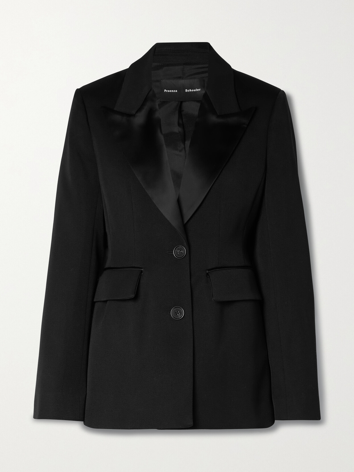 Proenza Schouler Satin-trimmed Wool-twill Blazer - Black