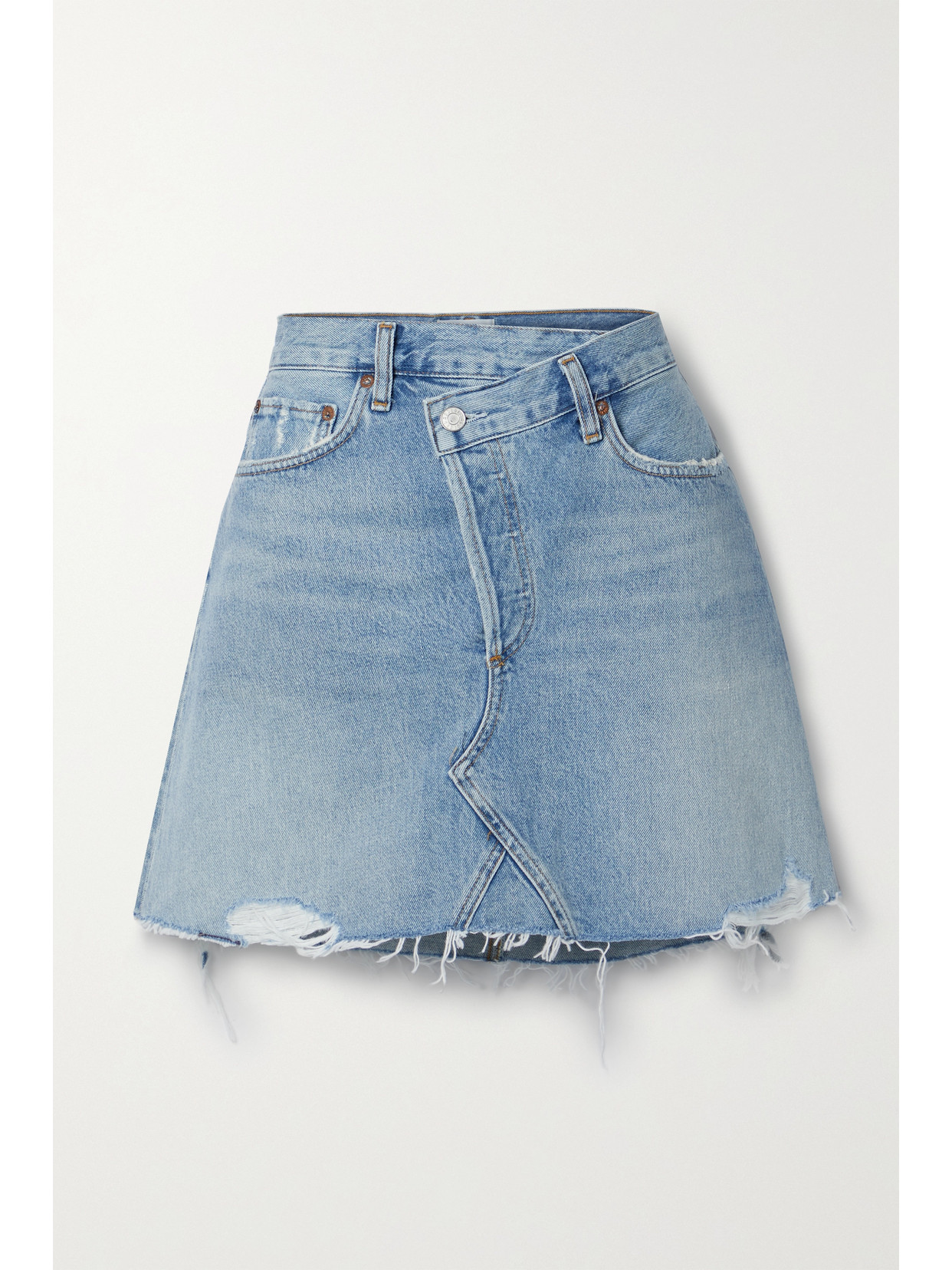 AGOLDE - Criss Cross Frayed Organic Denim Skirt - Blue