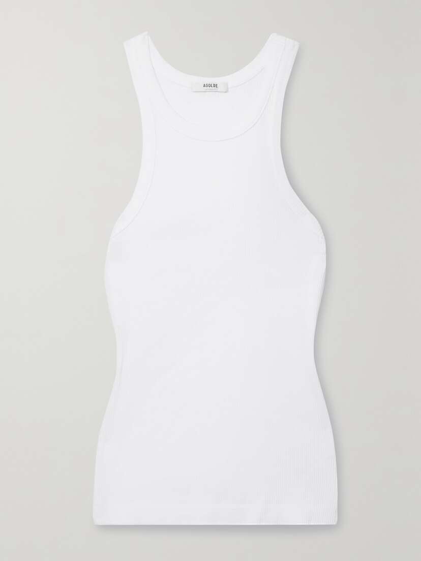 AGOLDE Bailey Ribbed Stretch-lyocell And Organic Cotton-blend Tank