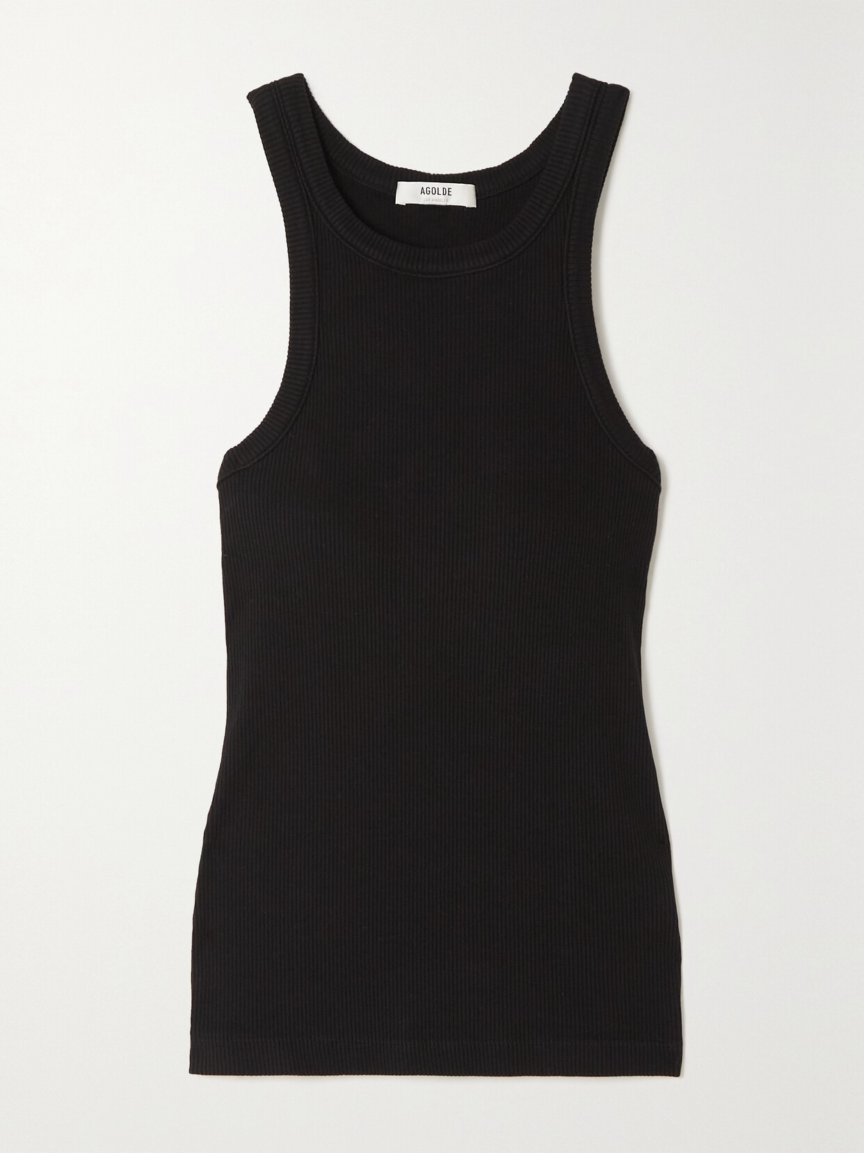 Agolde Bailey Ribbed Stretch-lyocell And Organic Cotton-blend Tank In Black
