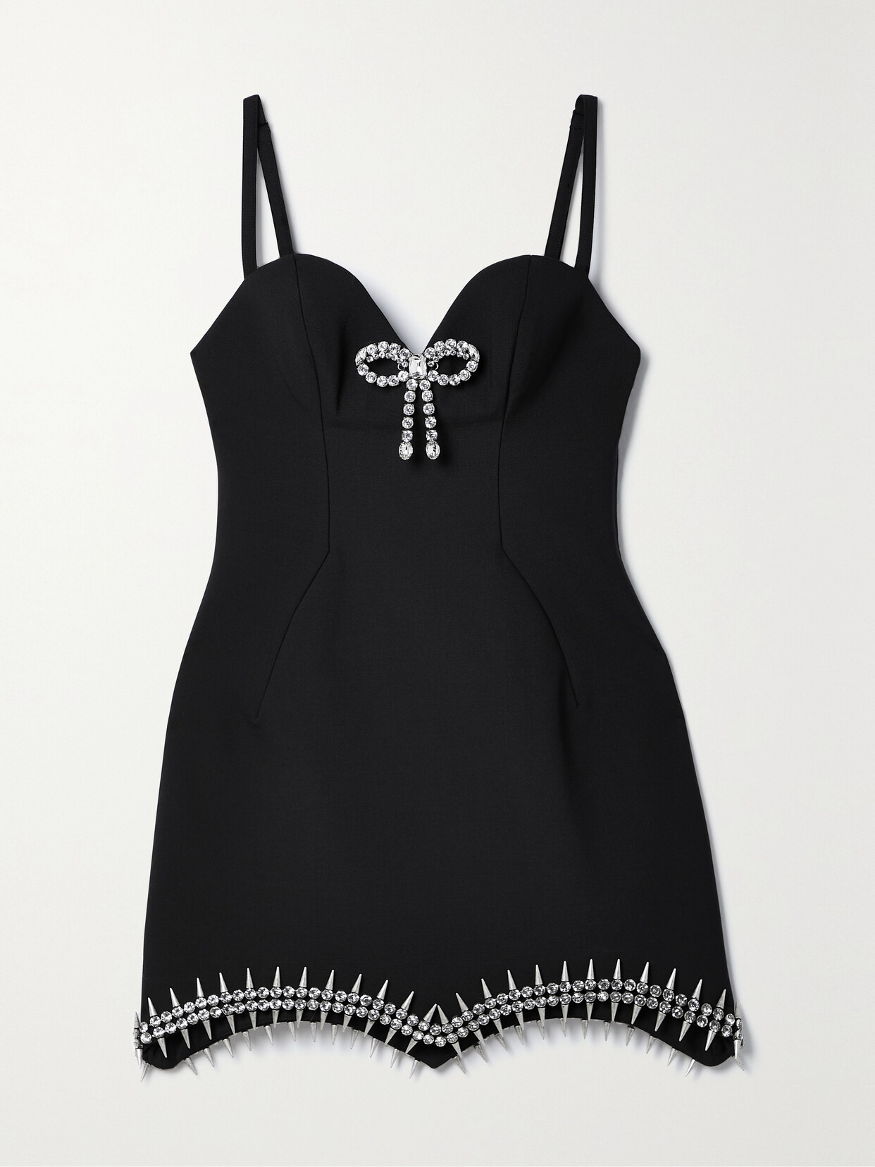 Shop Area Embellished Scalloped Woven Mini Dress In Black
