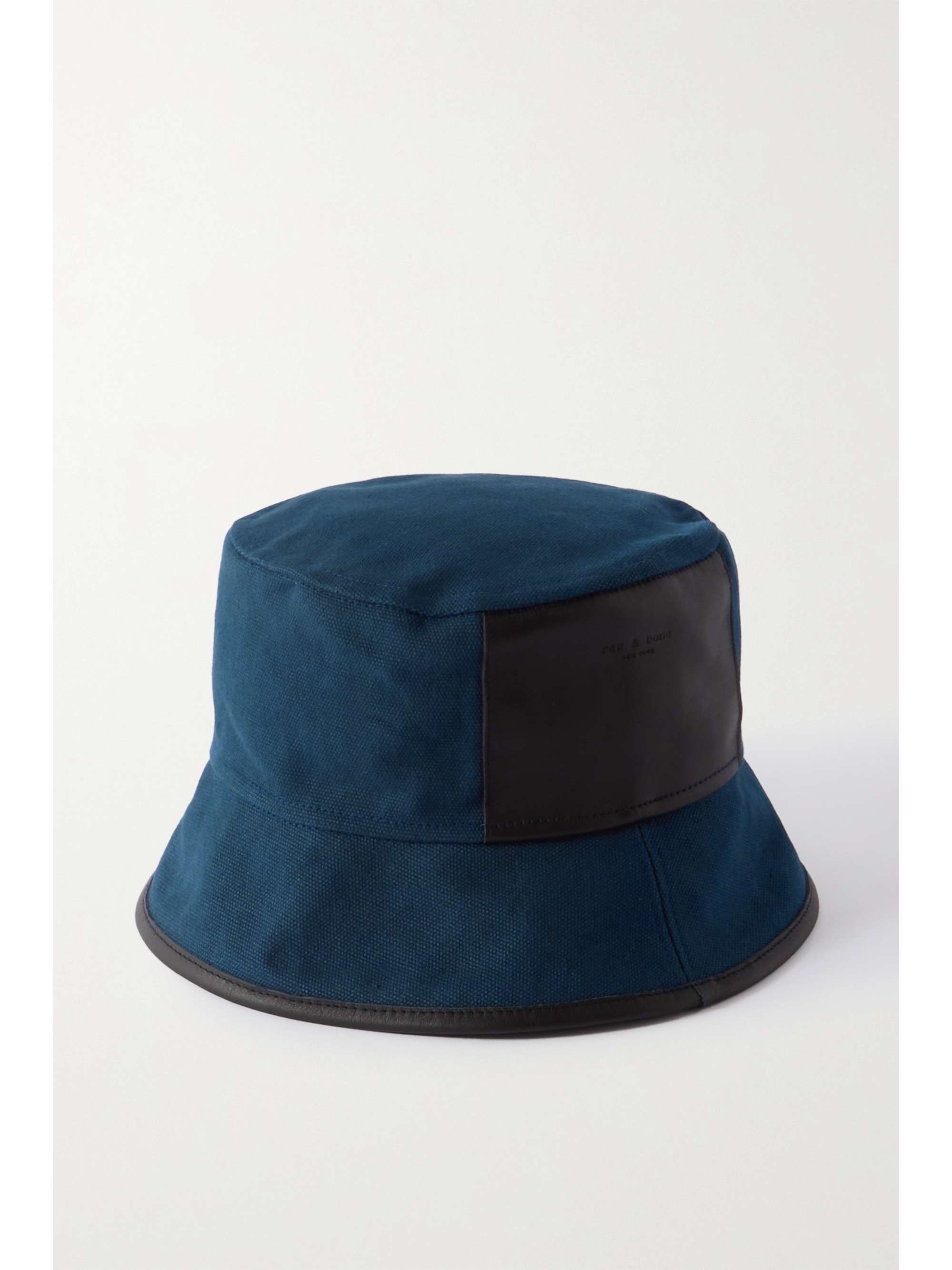 Navy Ellis leather-trimmed organic 