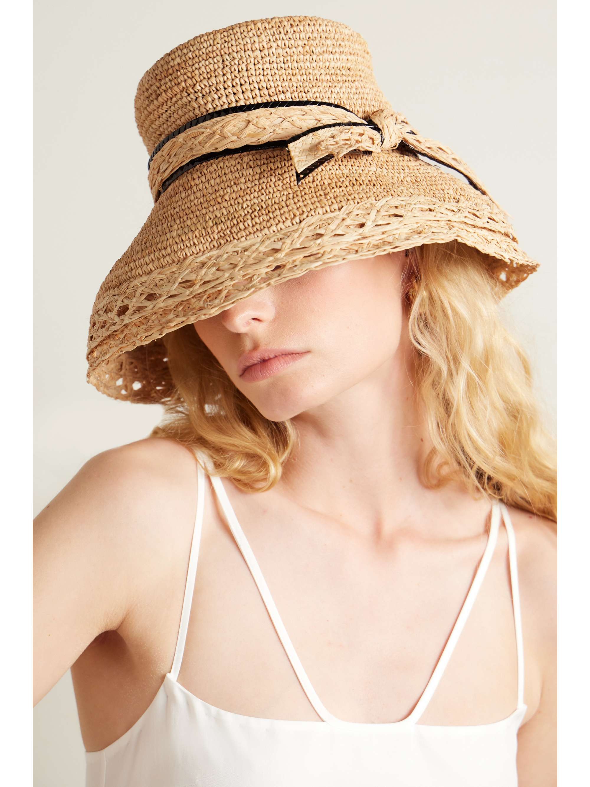 GIGI BURRIS + NET SUSTAIN Isobel bow-embellished straw sunhat