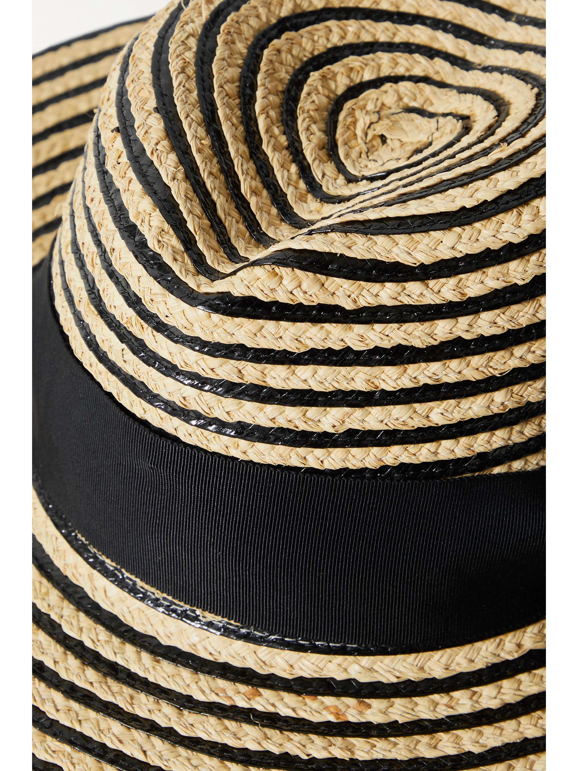 GIGI BURRIS + NET SUSTAIN Jeanne cotton grosgrain-trimmed striped straw fedora