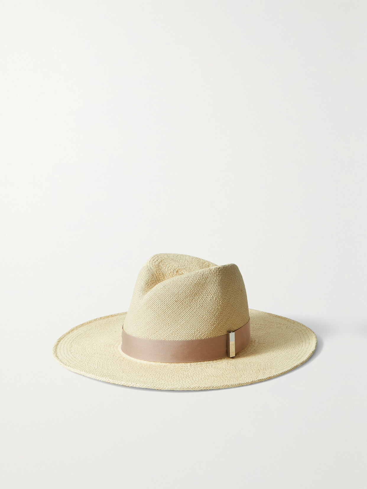 GIGI BURRIS + Net Sustain Jeanne Recycled Cotton Sateen-trimmed Straw Fedora