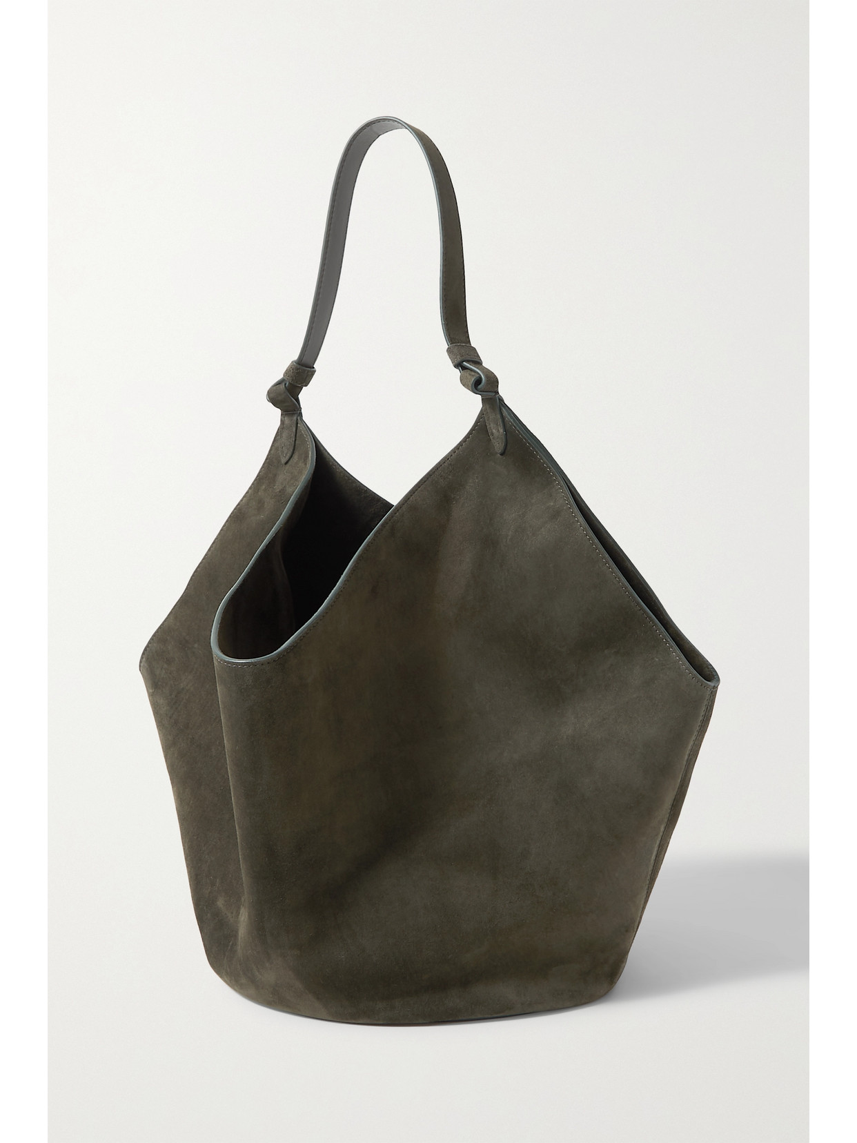 Khaite Lotus Medium Suede Tote In Green