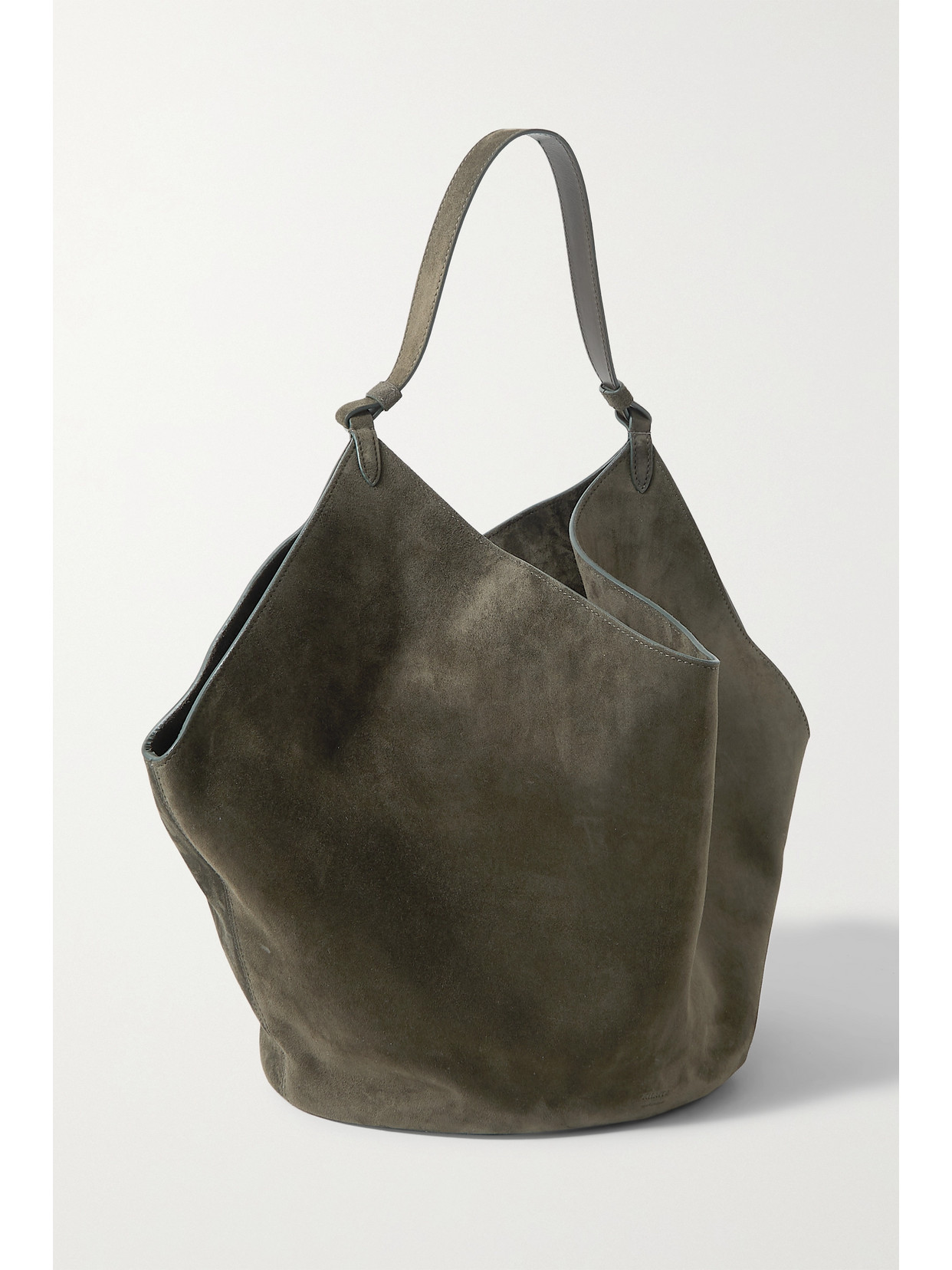 Khaite Lotus Medium Suede Tote In Dark Olive