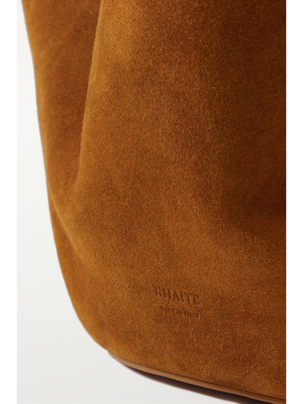 Shop Khaite Lotus Mini Suede Tote In Brown