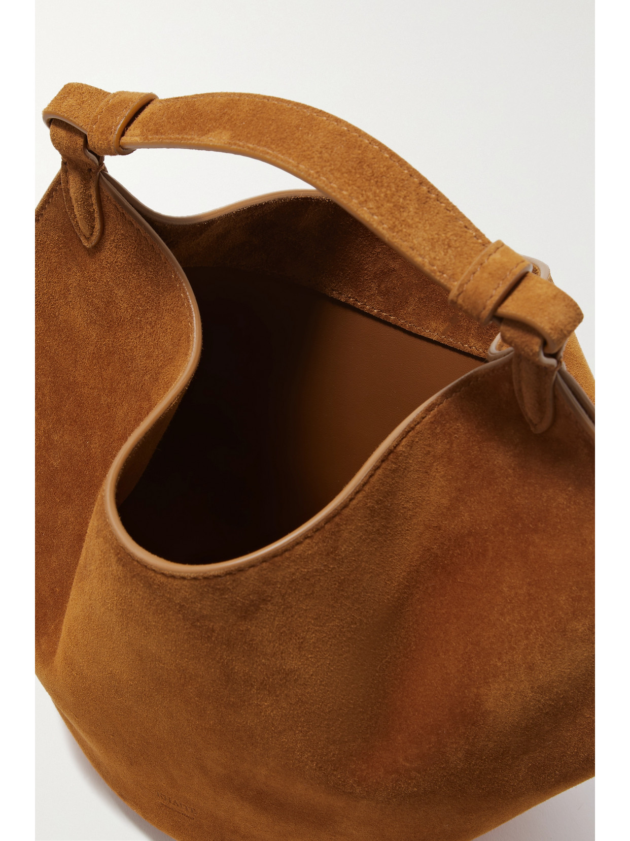 Shop Khaite Lotus Mini Suede Tote In Brown