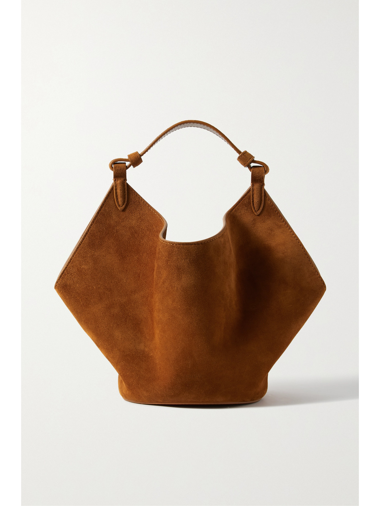 Khaite Lotus Mini Suede Tote In Brown