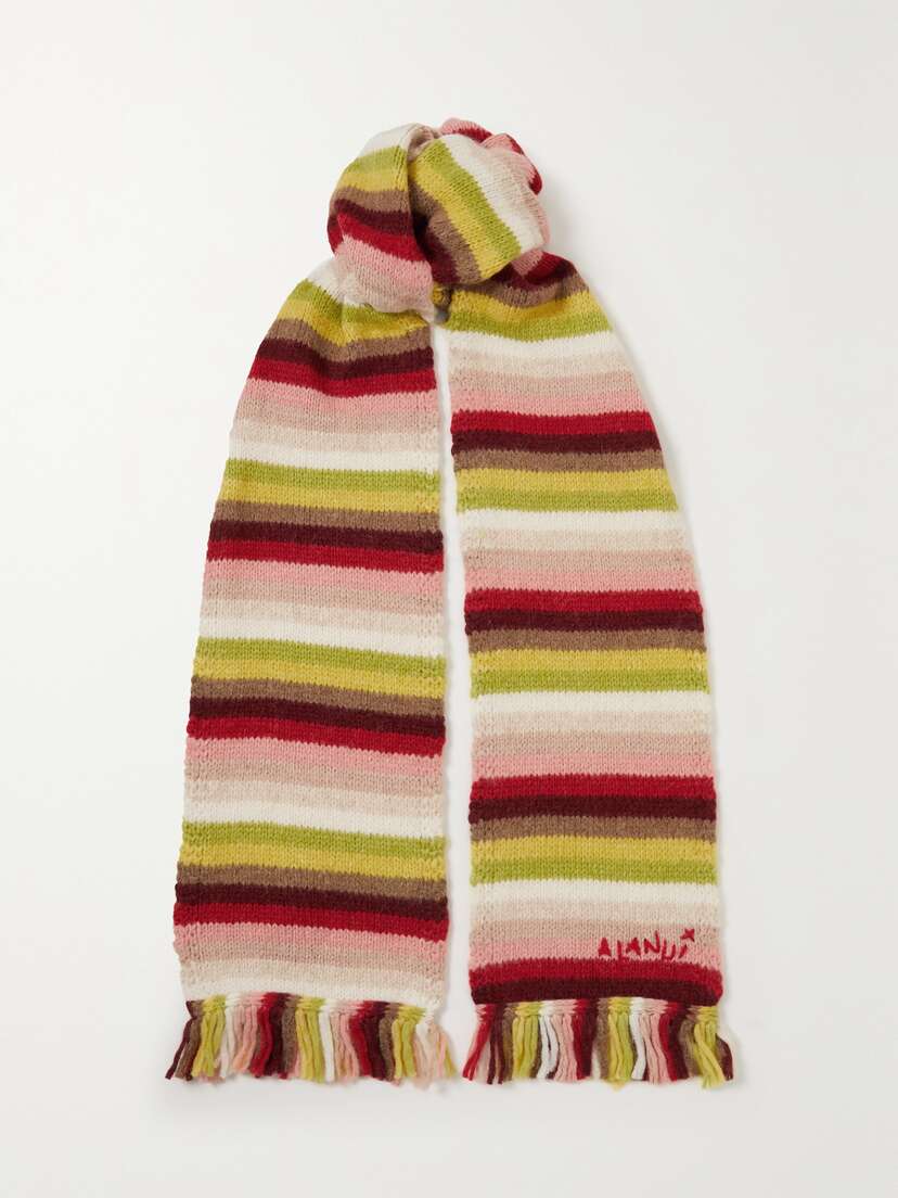 Alanui Under The Northern Sky Fringed Striped Alpaca-blend Scarf