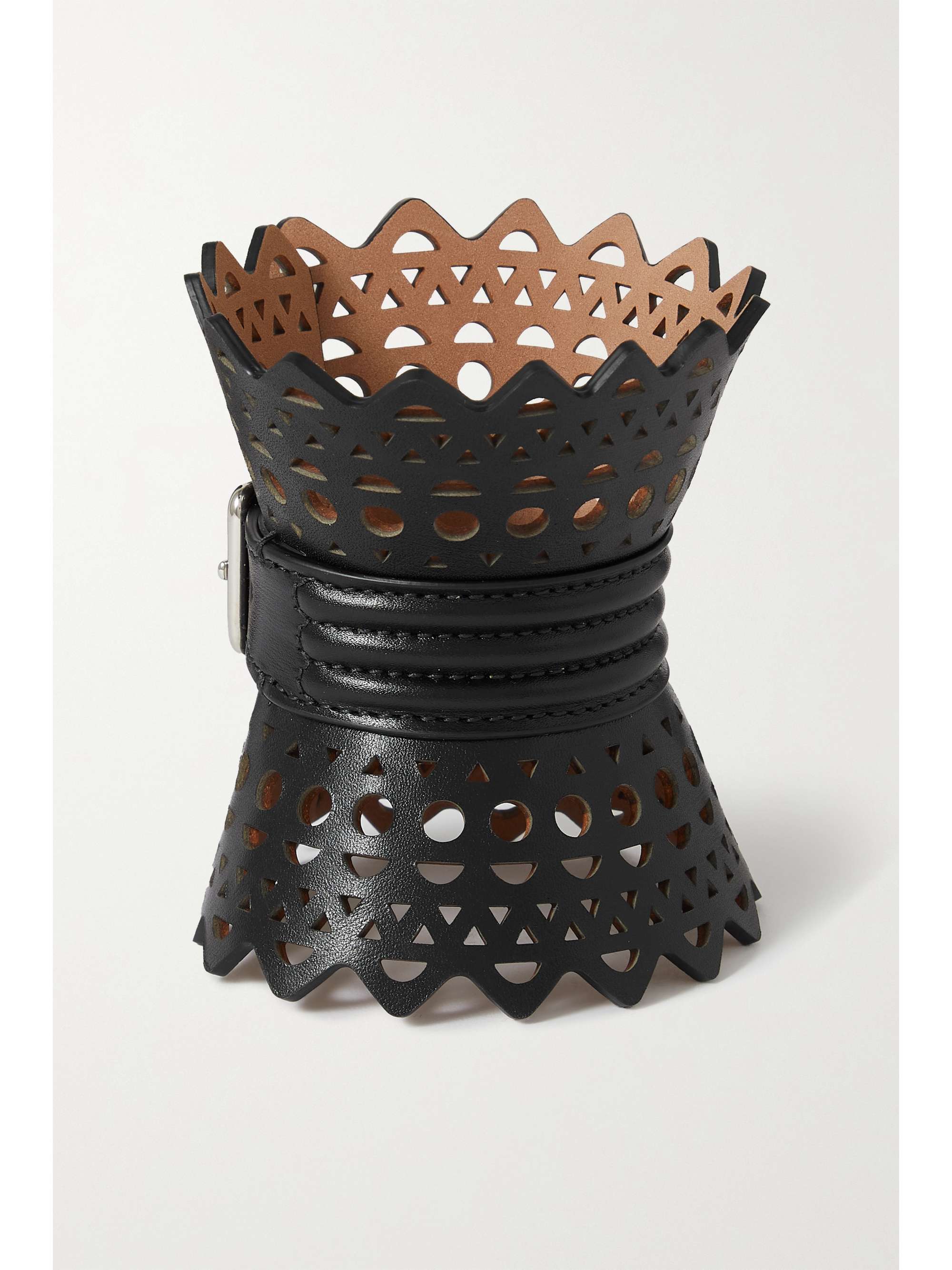 ALAÏA Buckled laser-cut leather cuff
